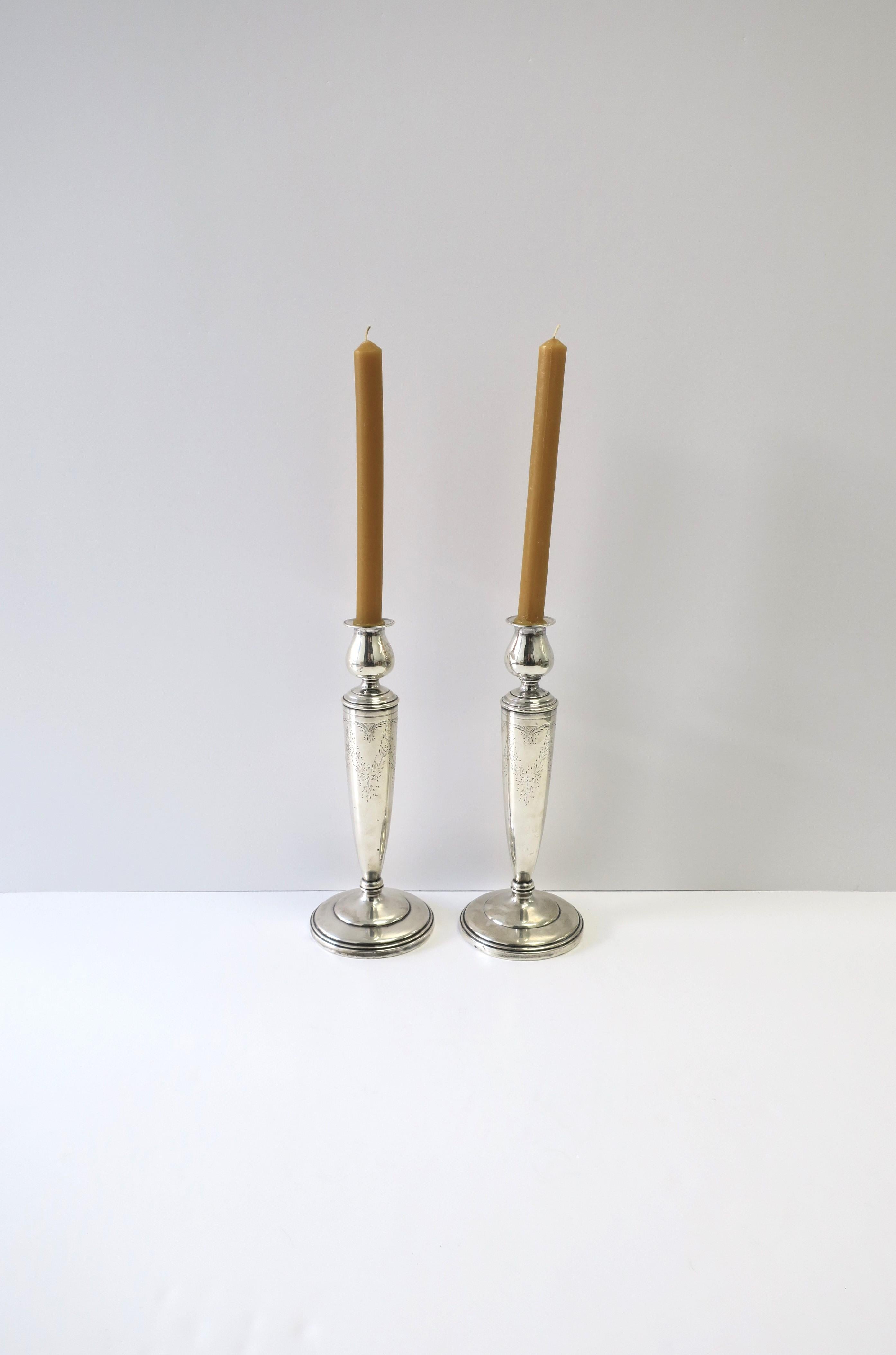 Sterling Silver Candlesticks, Pair In Good Condition In New York, NY