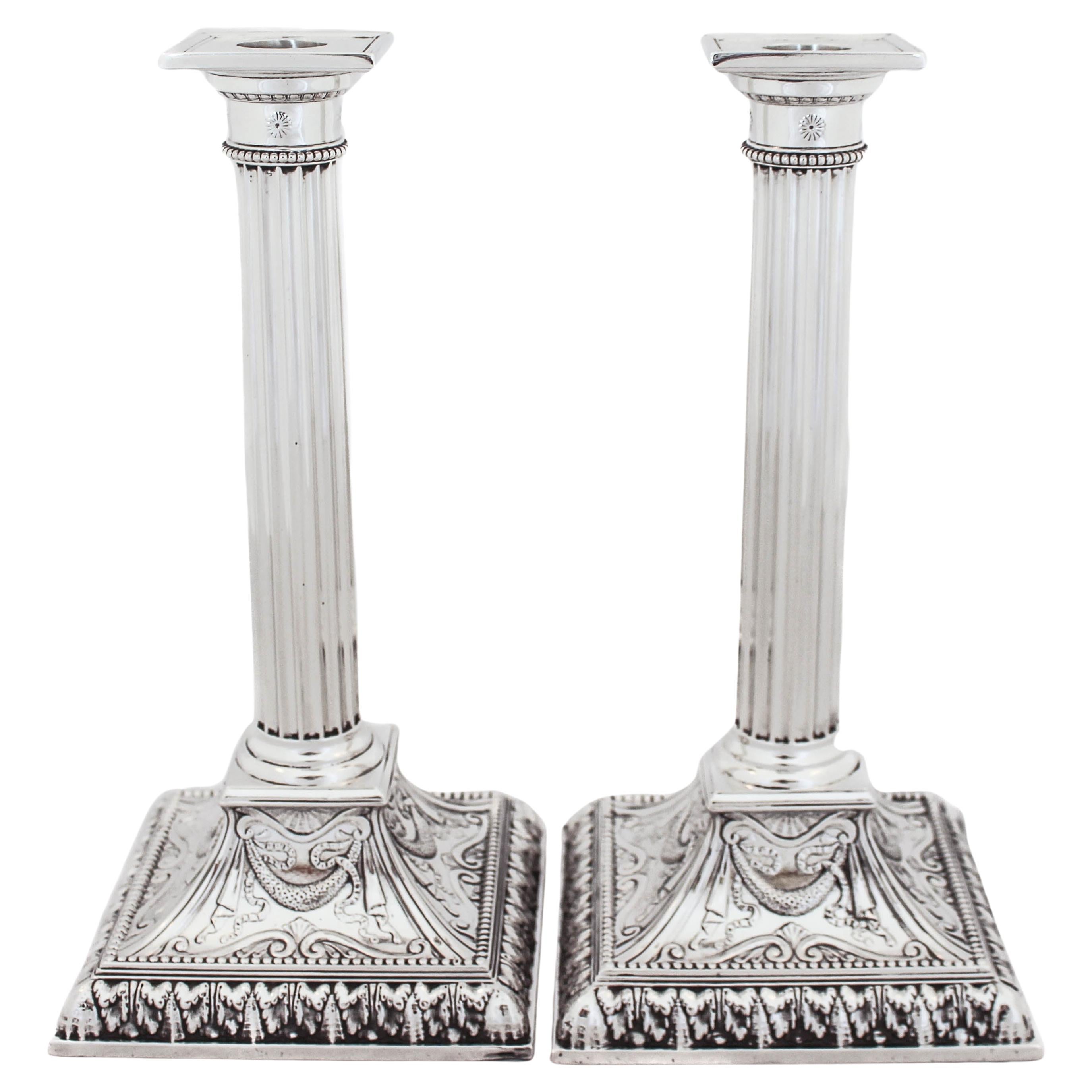 Sterling Silver Candlesticks, 1914 For Sale