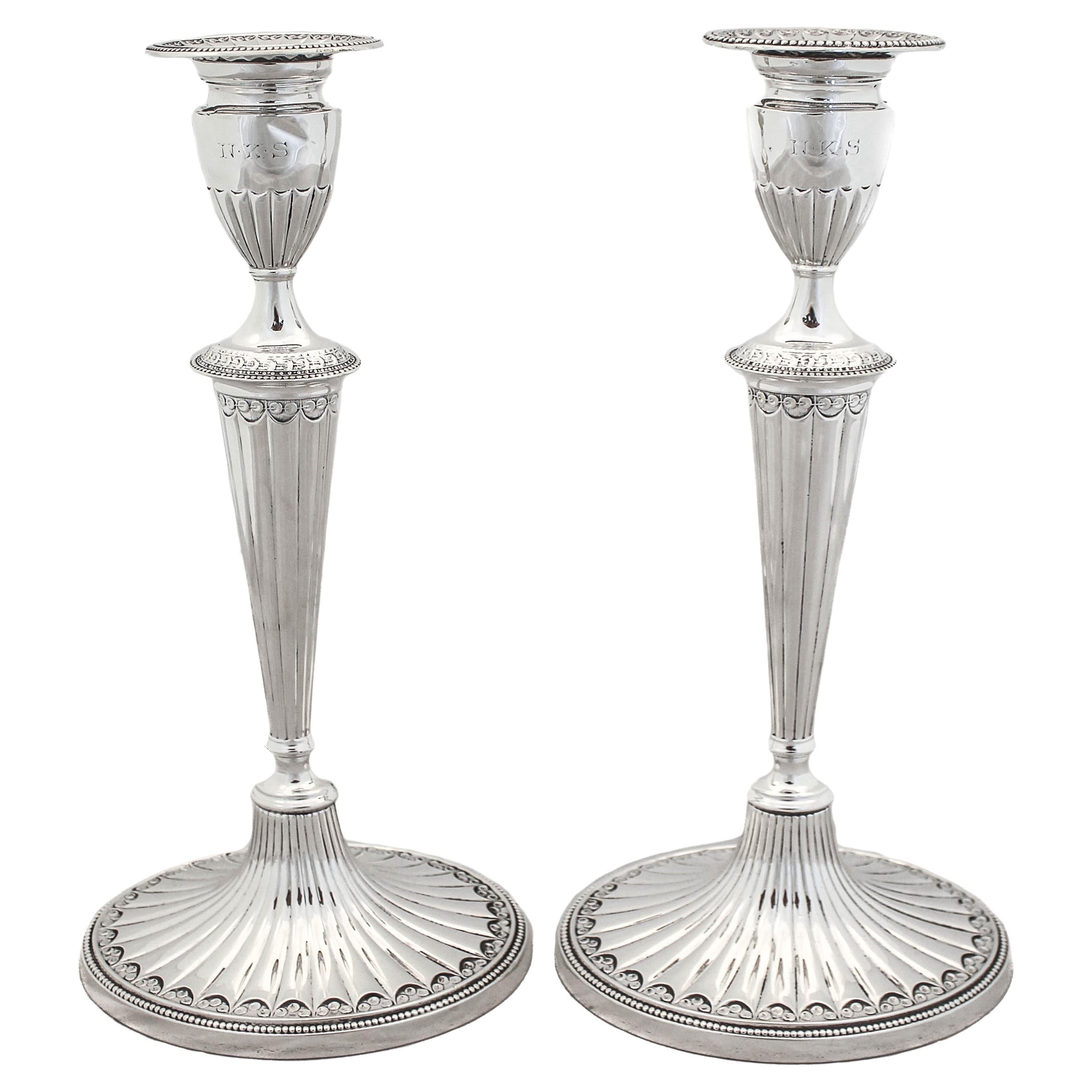 Sterling Silver Candlesticks, 1927 For Sale