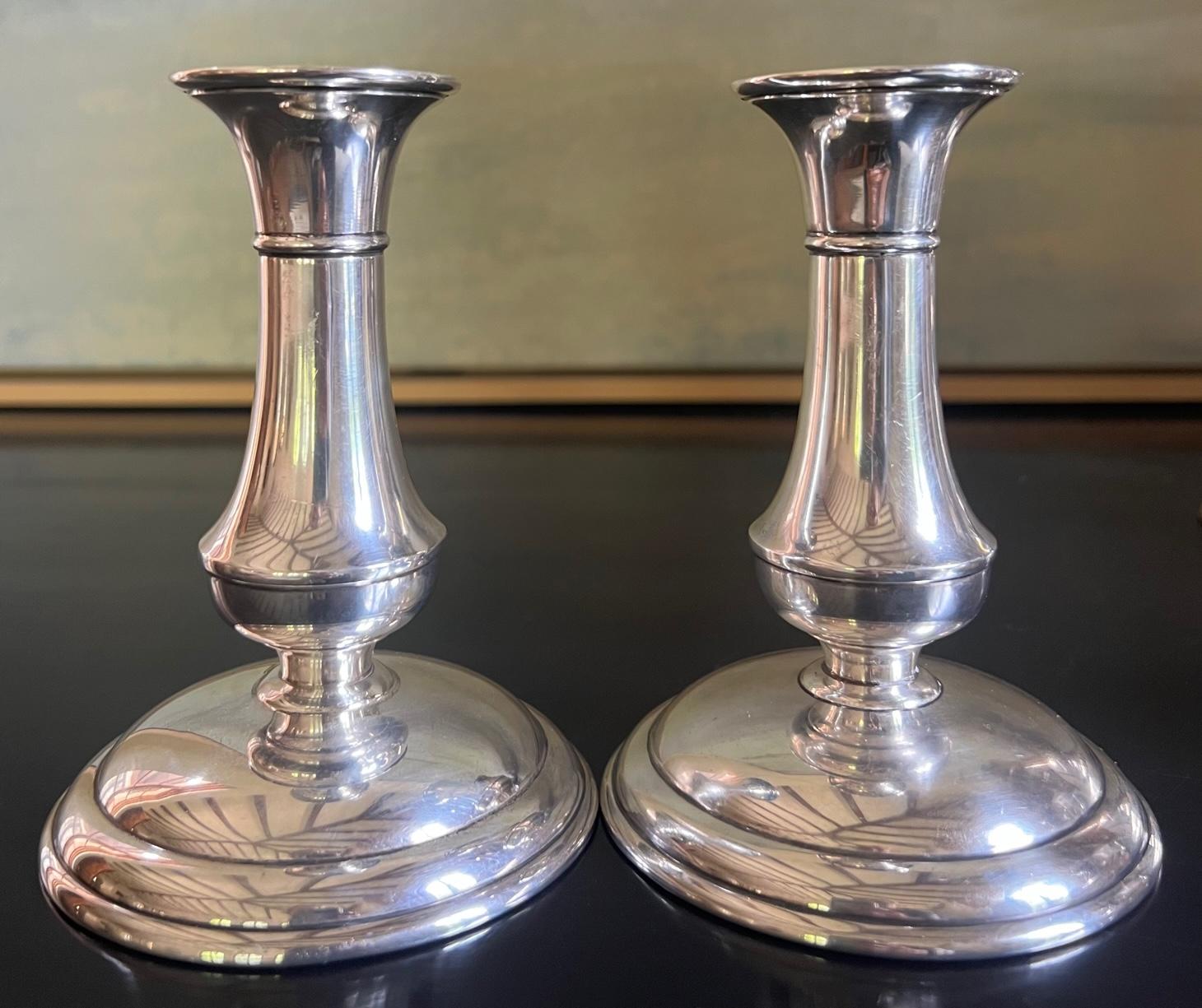 Sterling Silver Candlesticks by Richard Dimes, Set of 2, C. 1910s In Good Condition In Ross, CA