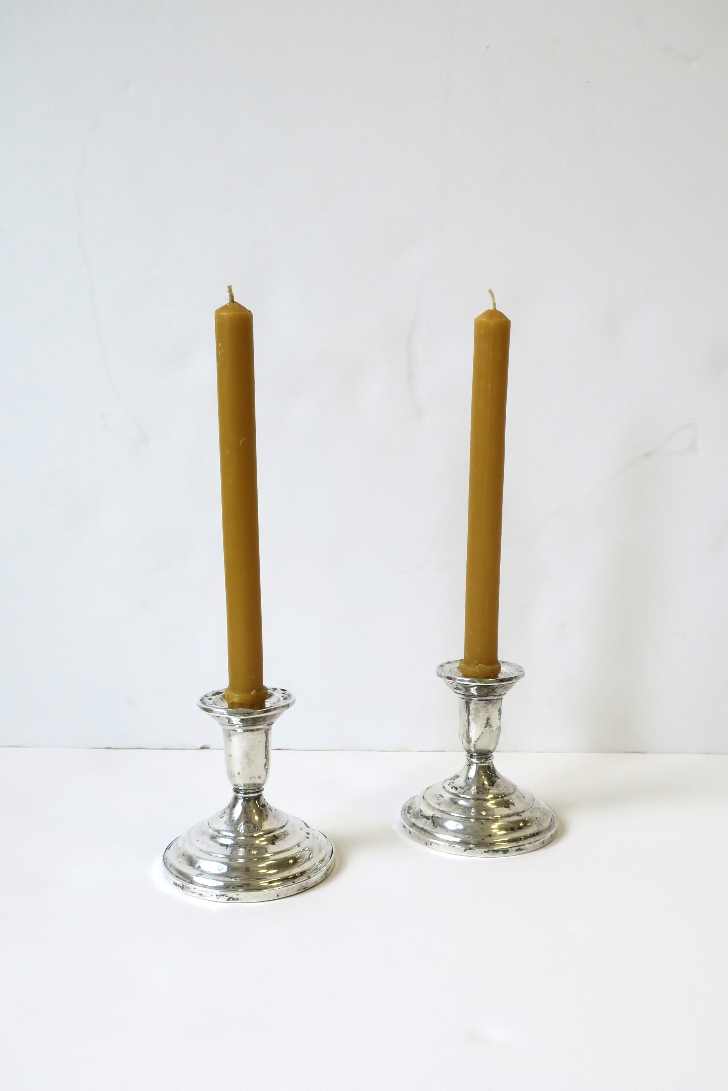 20th Century Sterling Silver Candlesticks Candlestick Holders, Pair, circa 1960s For Sale