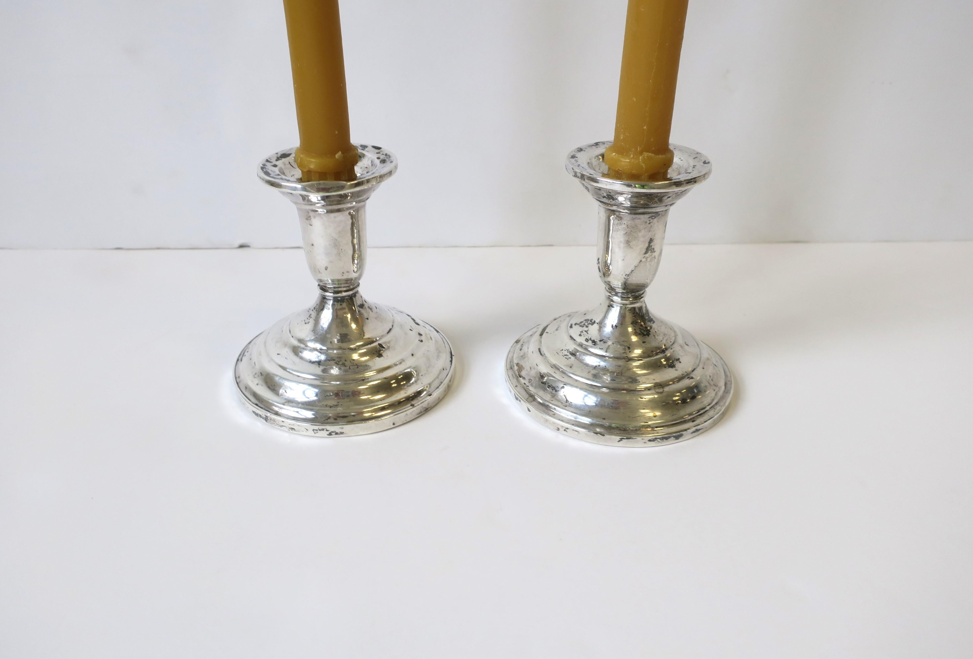 Sterling Silver Candlesticks Candlestick Holders, Pair, circa 1960s For Sale 4