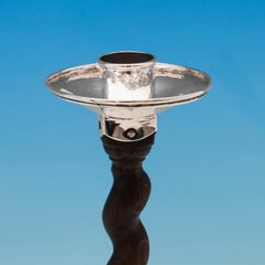 Arts & Crafts Antique Wood and Sterling Silver Candlesticks  by A. E. Jones