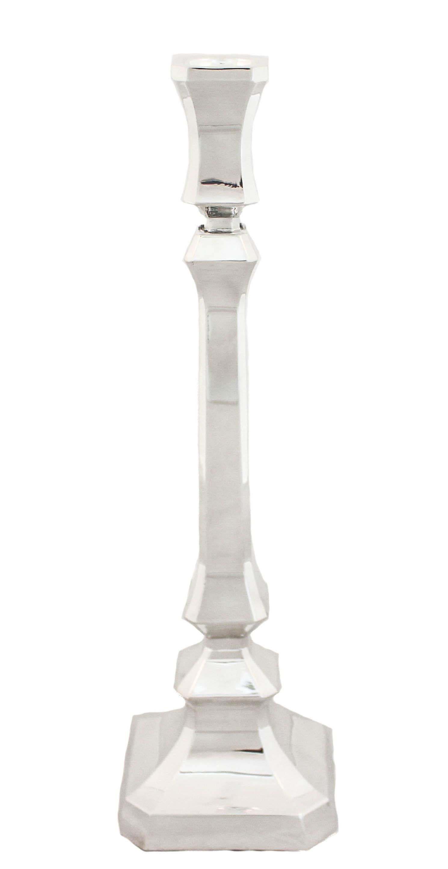 We are happy to offer you this pair of new sterling silver candlesticks.  They have a neoclassic style; straight lines and no decoration.  Sleek and modern and at the same time sophisticated and classic!!  These candlesticks are timeless and will
