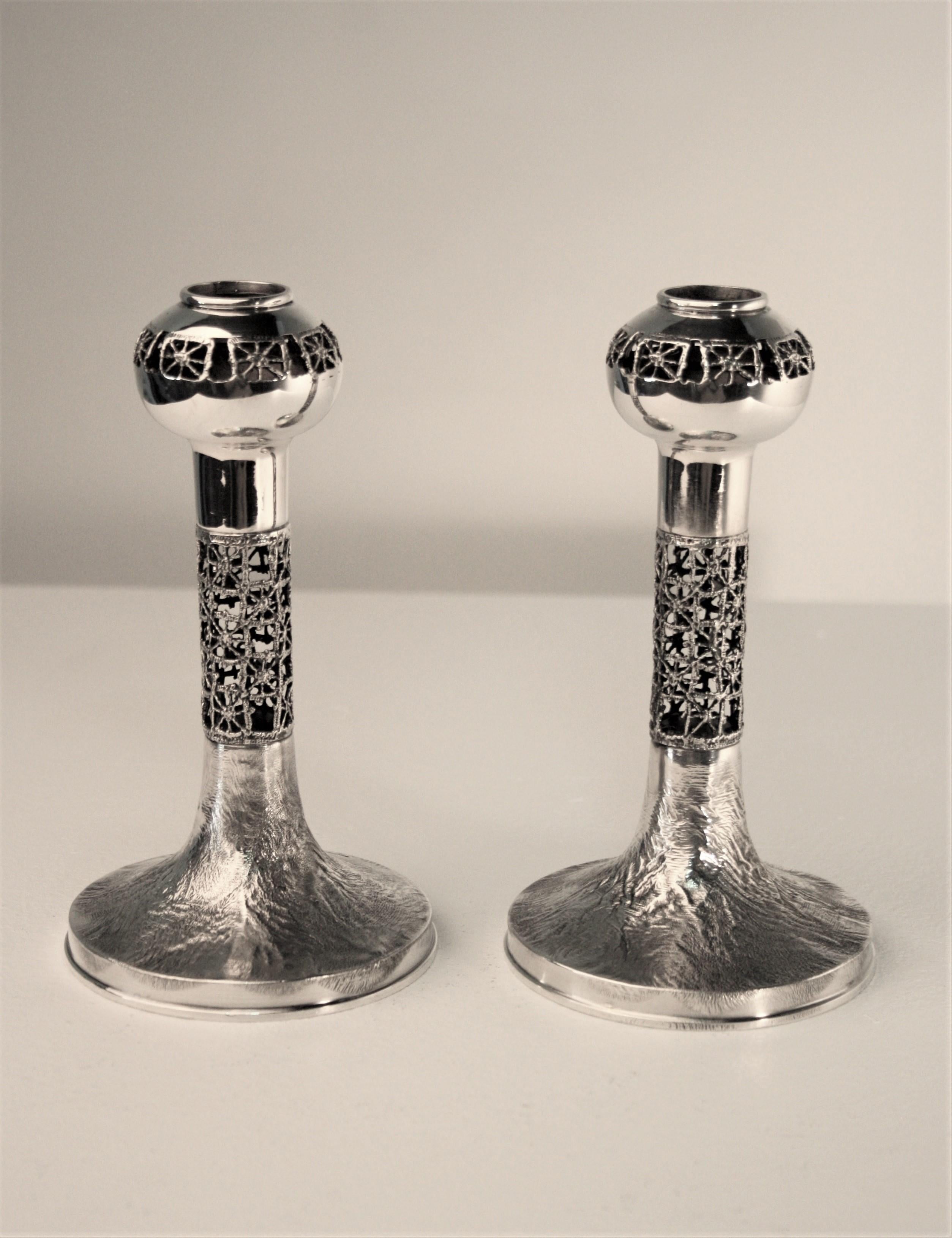 Brutalist Sterling Silver Candlesticks from Pentti Sarpaneva, 1969 For Sale