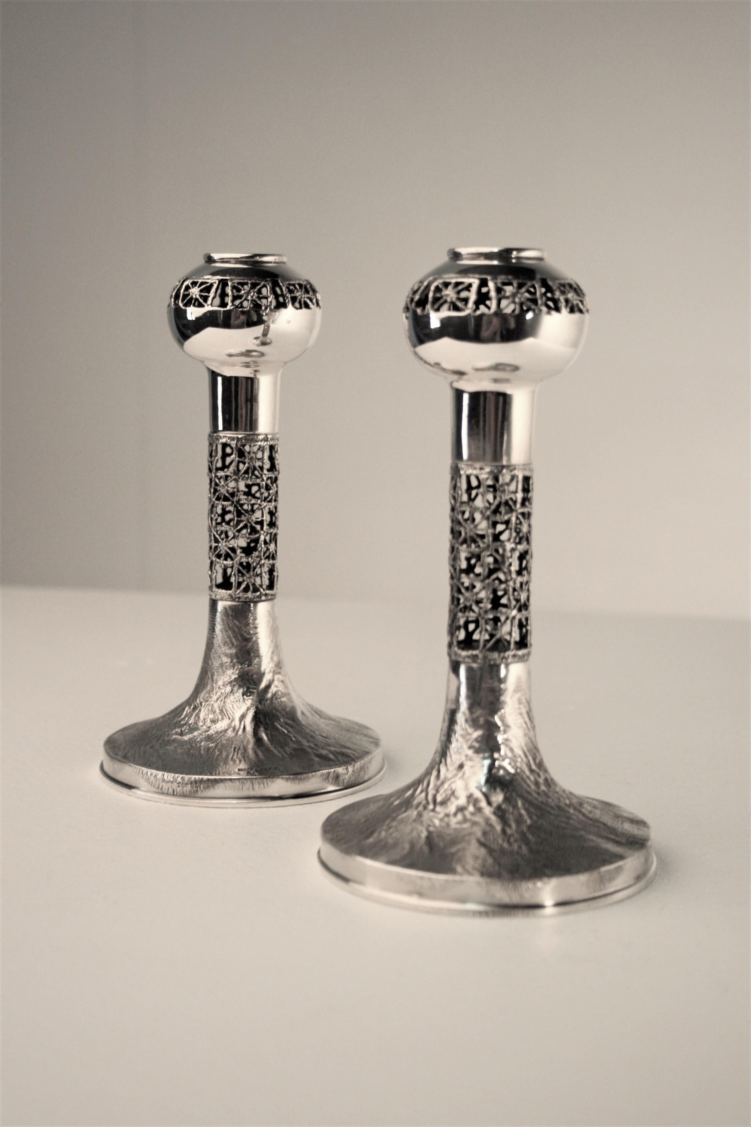Sterling Silver Candlesticks from Pentti Sarpaneva, 1969 For Sale 7