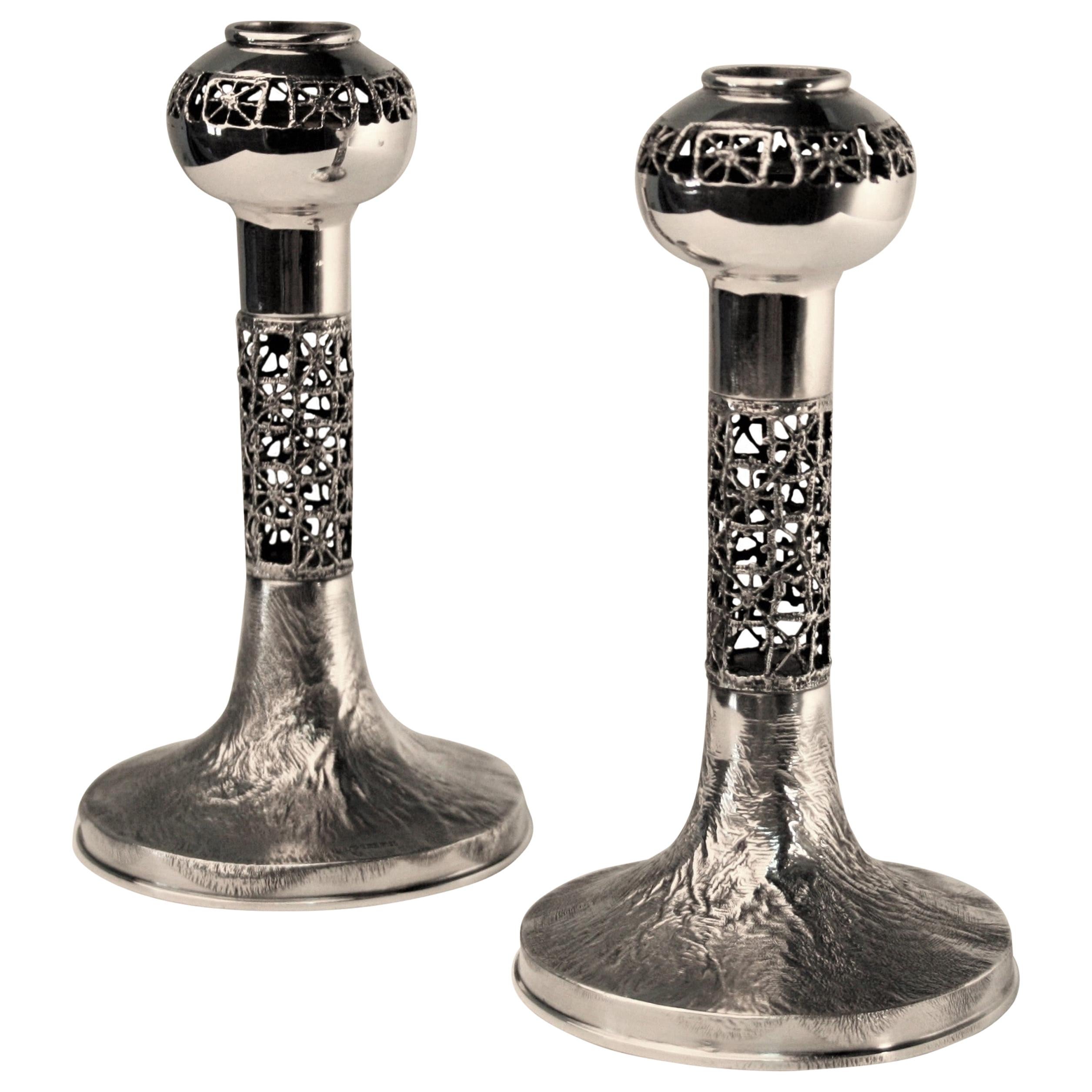 Sterling Silver Candlesticks from Pentti Sarpaneva, 1969 For Sale
