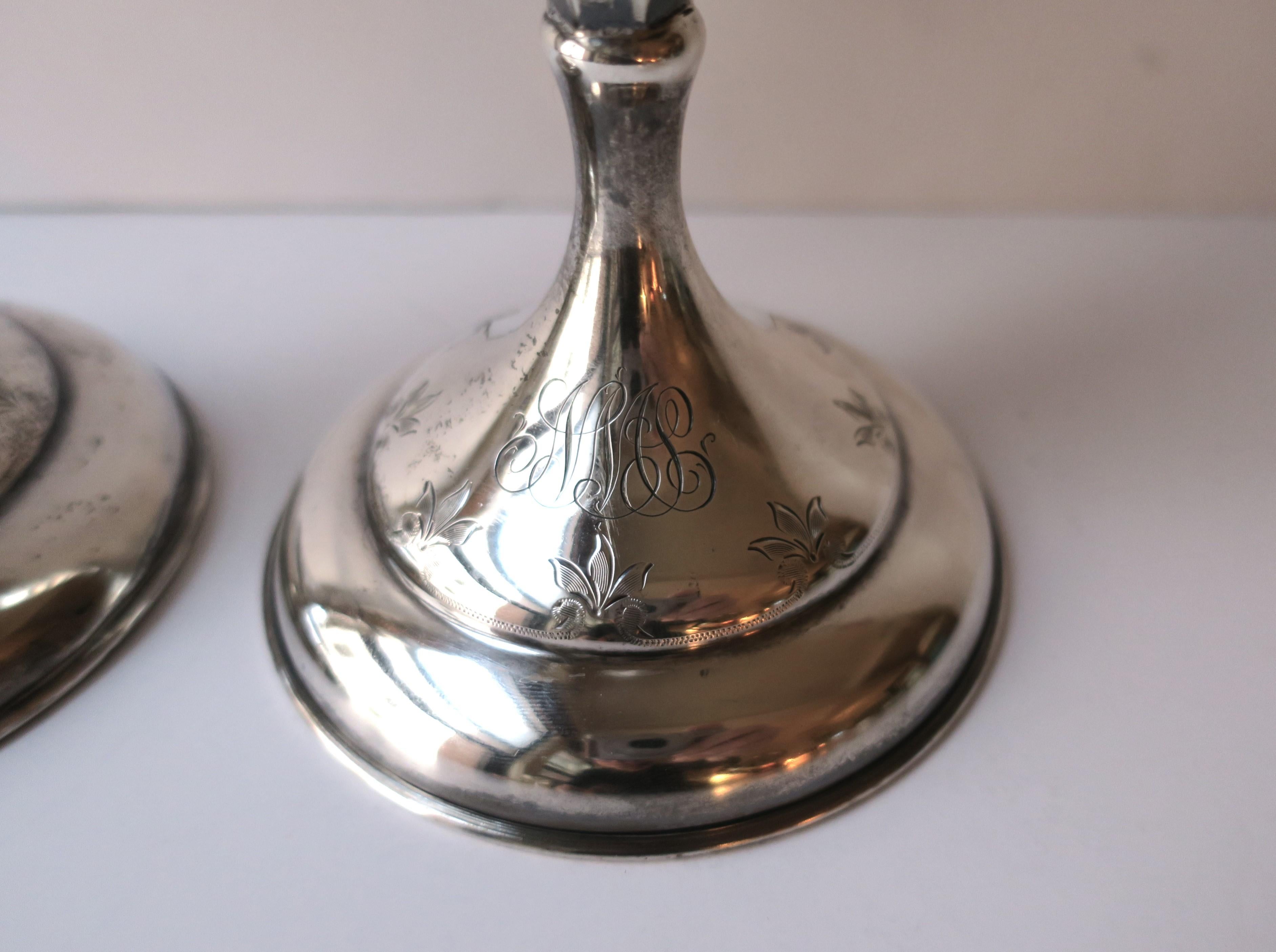 Sterling Silver Candlesticks Holders by J.E. Caldwell & Co., Pair For Sale 4