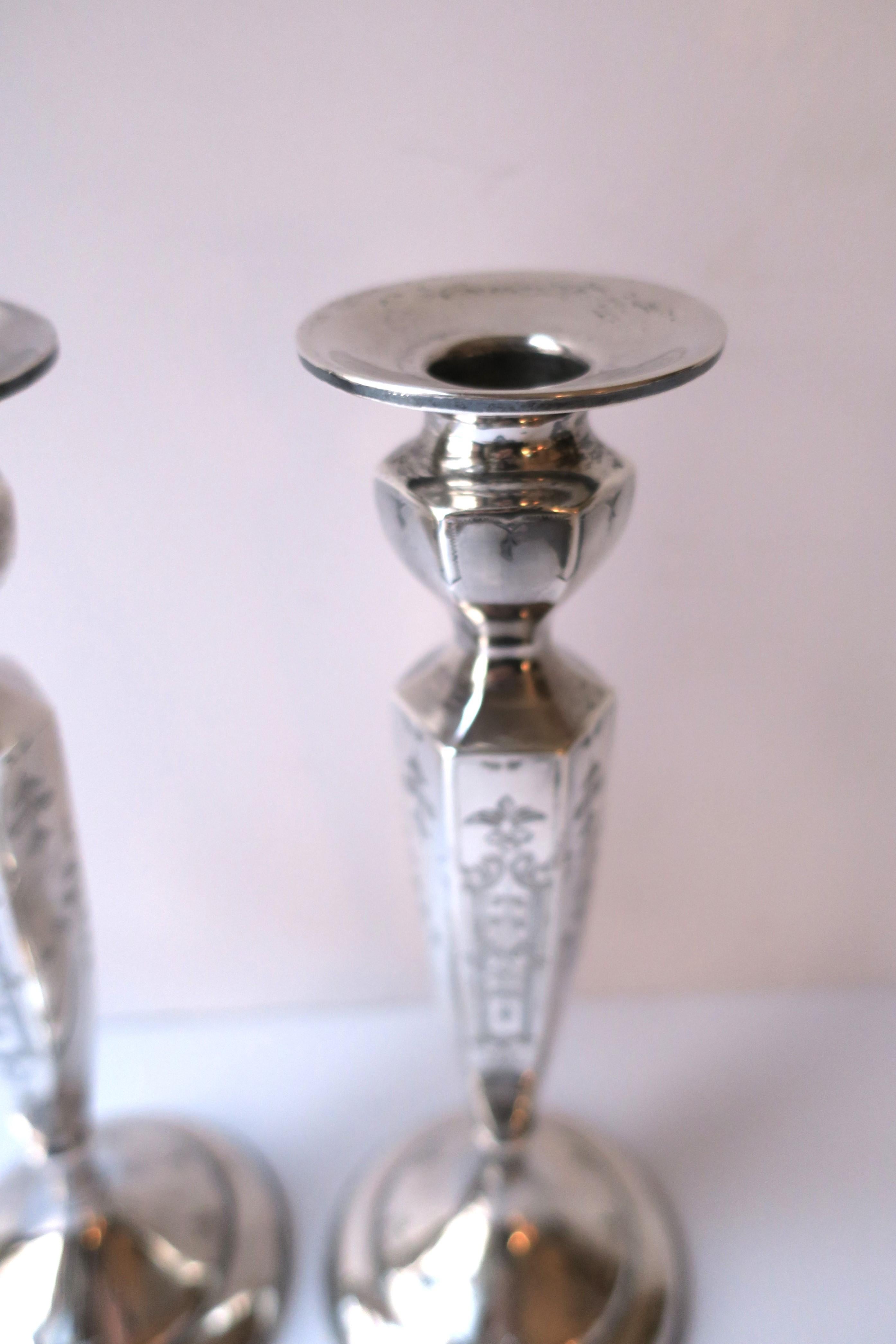 Sterling Silver Candlesticks Holders by J.E. Caldwell & Co., Pair For Sale 6