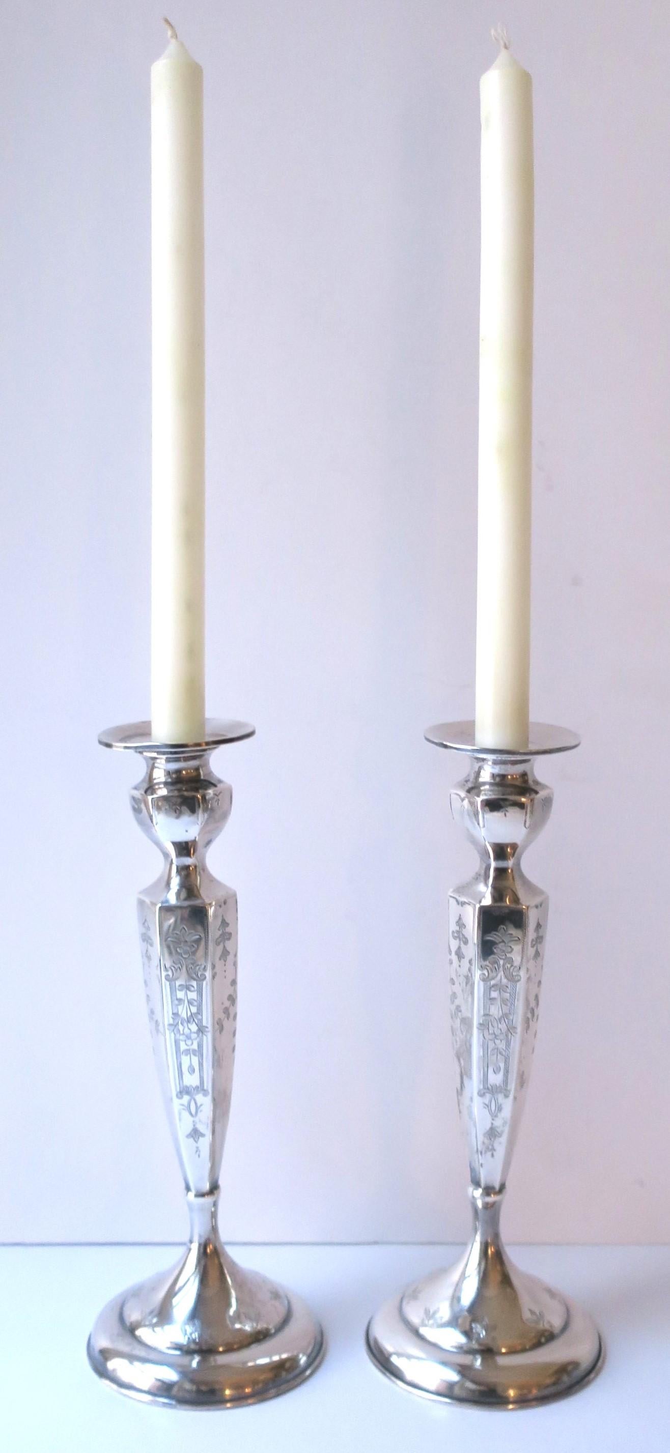 Victorian Sterling Silver Candlesticks Holders by J.E. Caldwell & Co., Pair For Sale