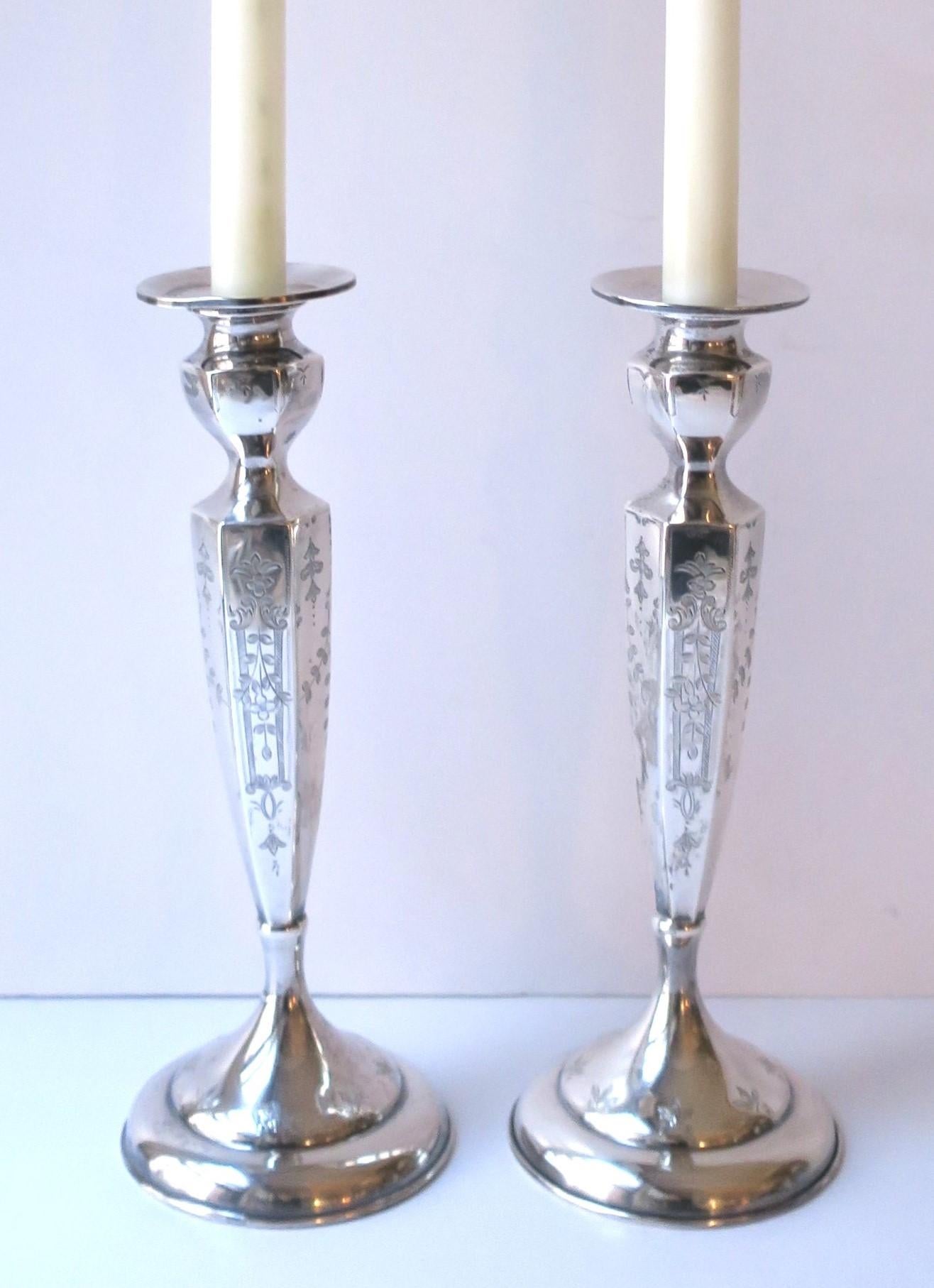 American Sterling Silver Candlesticks Holders by J.E. Caldwell & Co., Pair For Sale