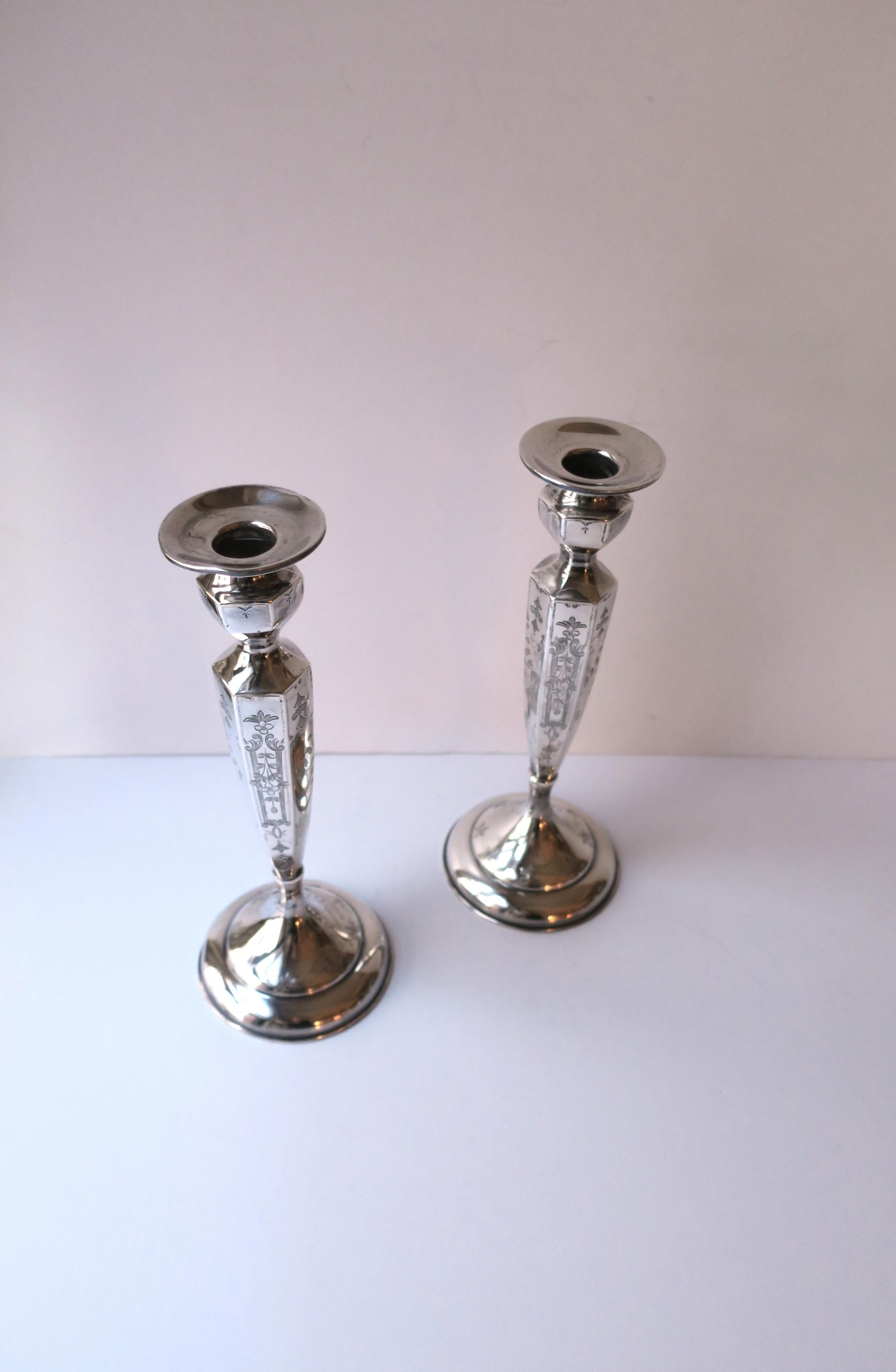 20th Century Sterling Silver Candlesticks Holders by J.E. Caldwell & Co., Pair For Sale
