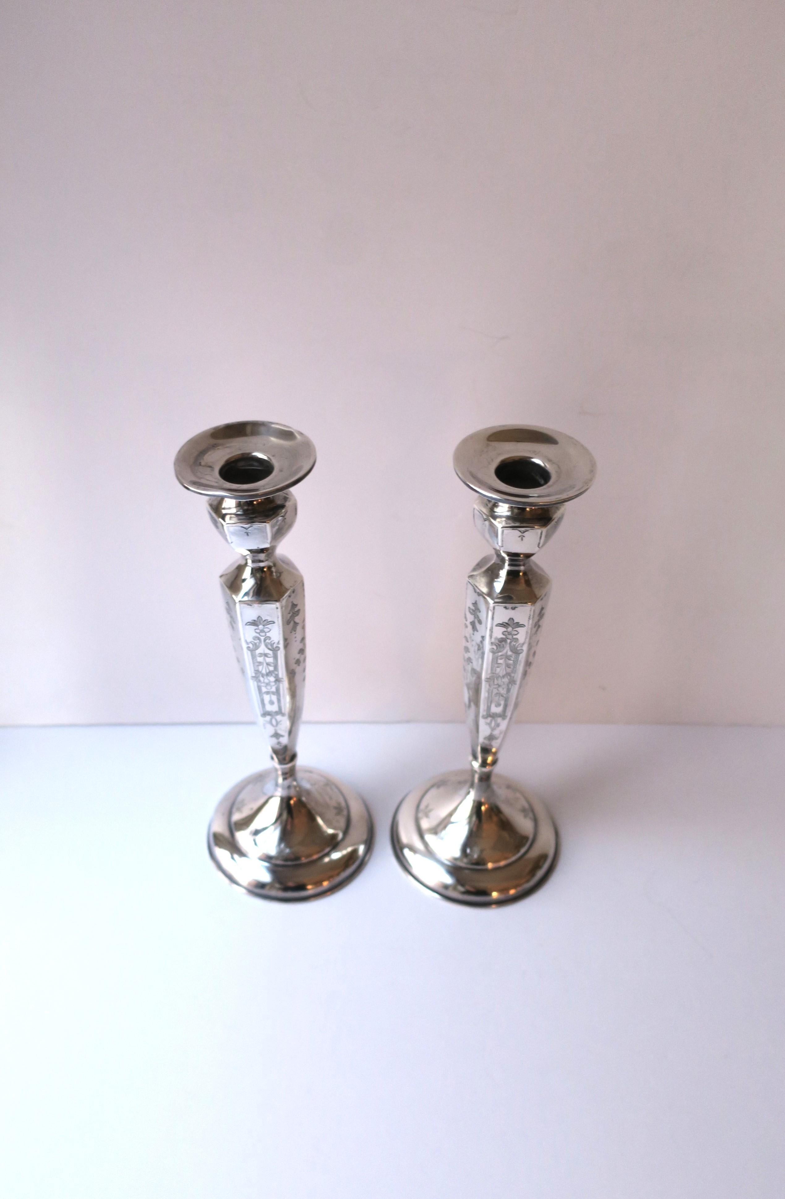 Sterling Silver Candlesticks Holders by J.E. Caldwell & Co., Pair For Sale 1