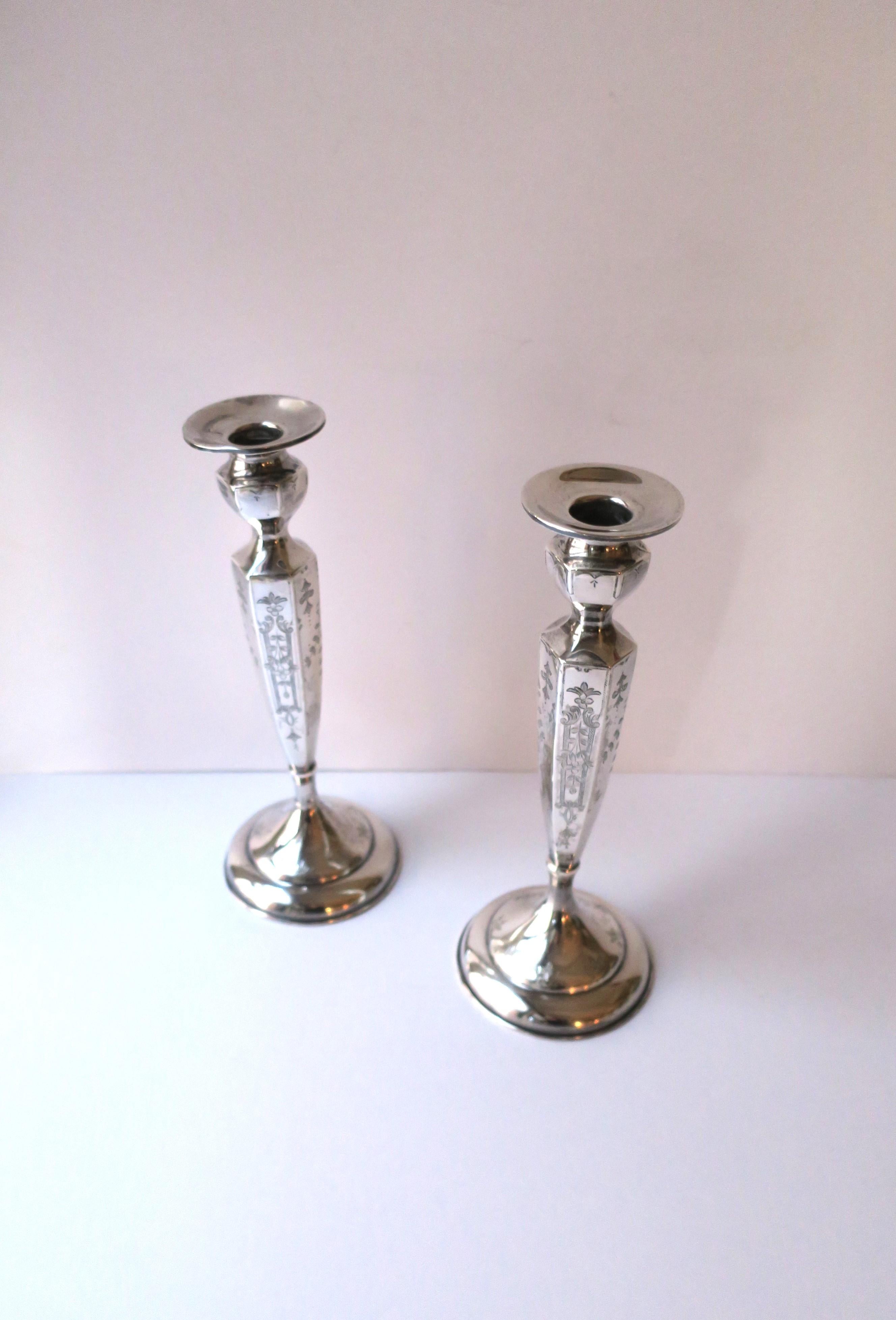Sterling Silver Candlesticks Holders by J.E. Caldwell & Co., Pair For Sale 2