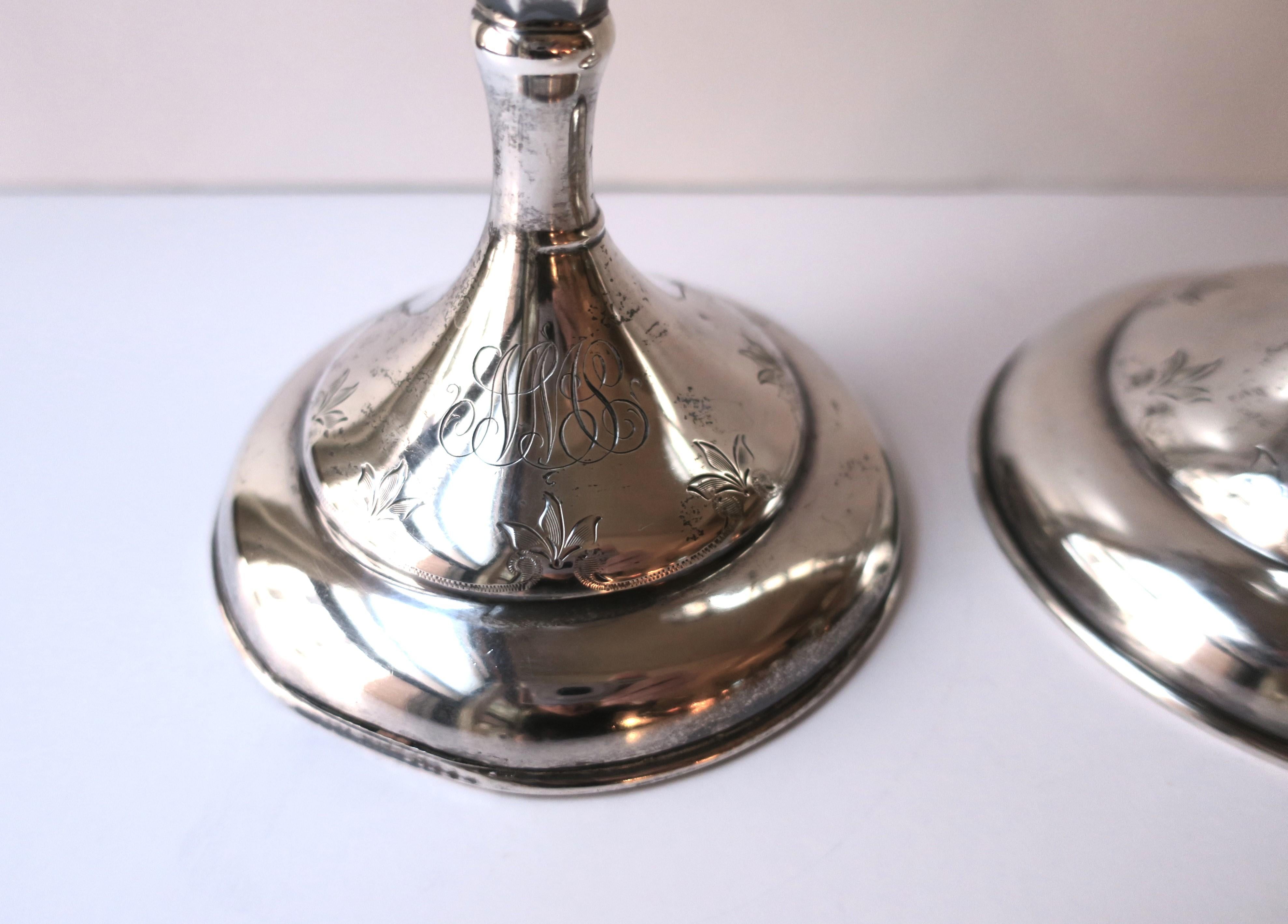 Sterling Silver Candlesticks Holders by J.E. Caldwell & Co., Pair For Sale 3