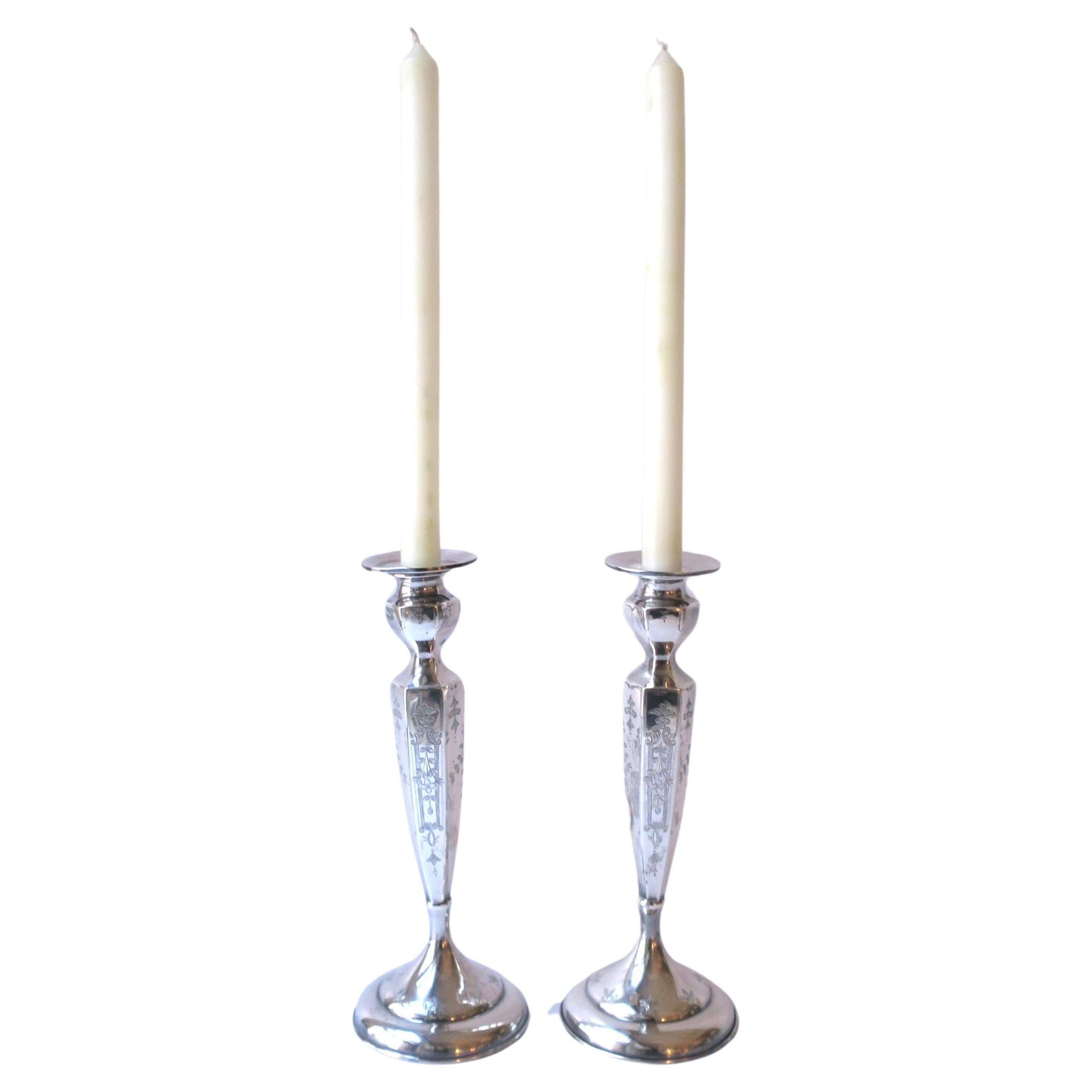 Sterling Silver Candlesticks Holders by J.E. Caldwell & Co., Pair For Sale