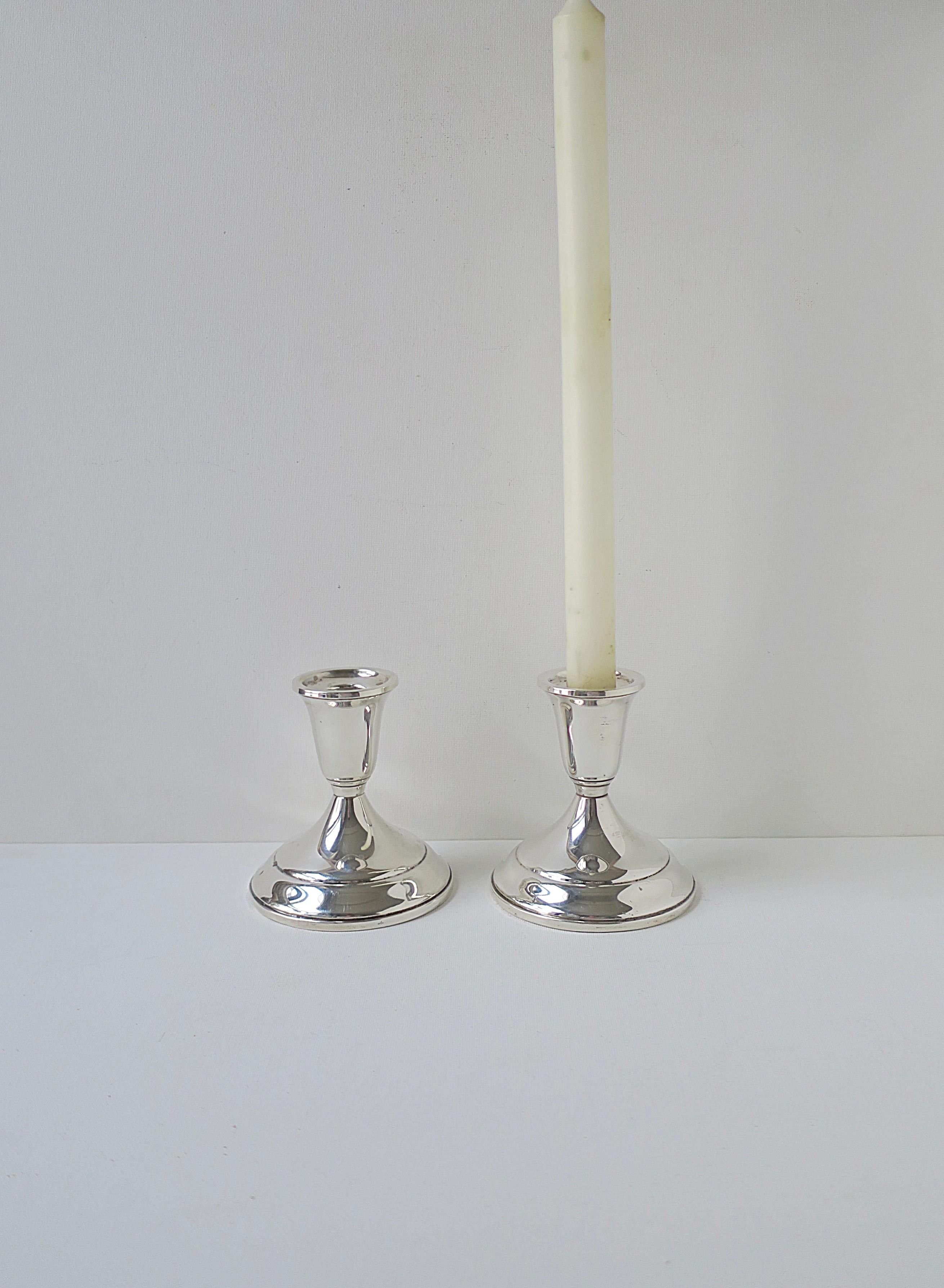 American Classical Sterling Silver Candlesticks Holders, Pair For Sale