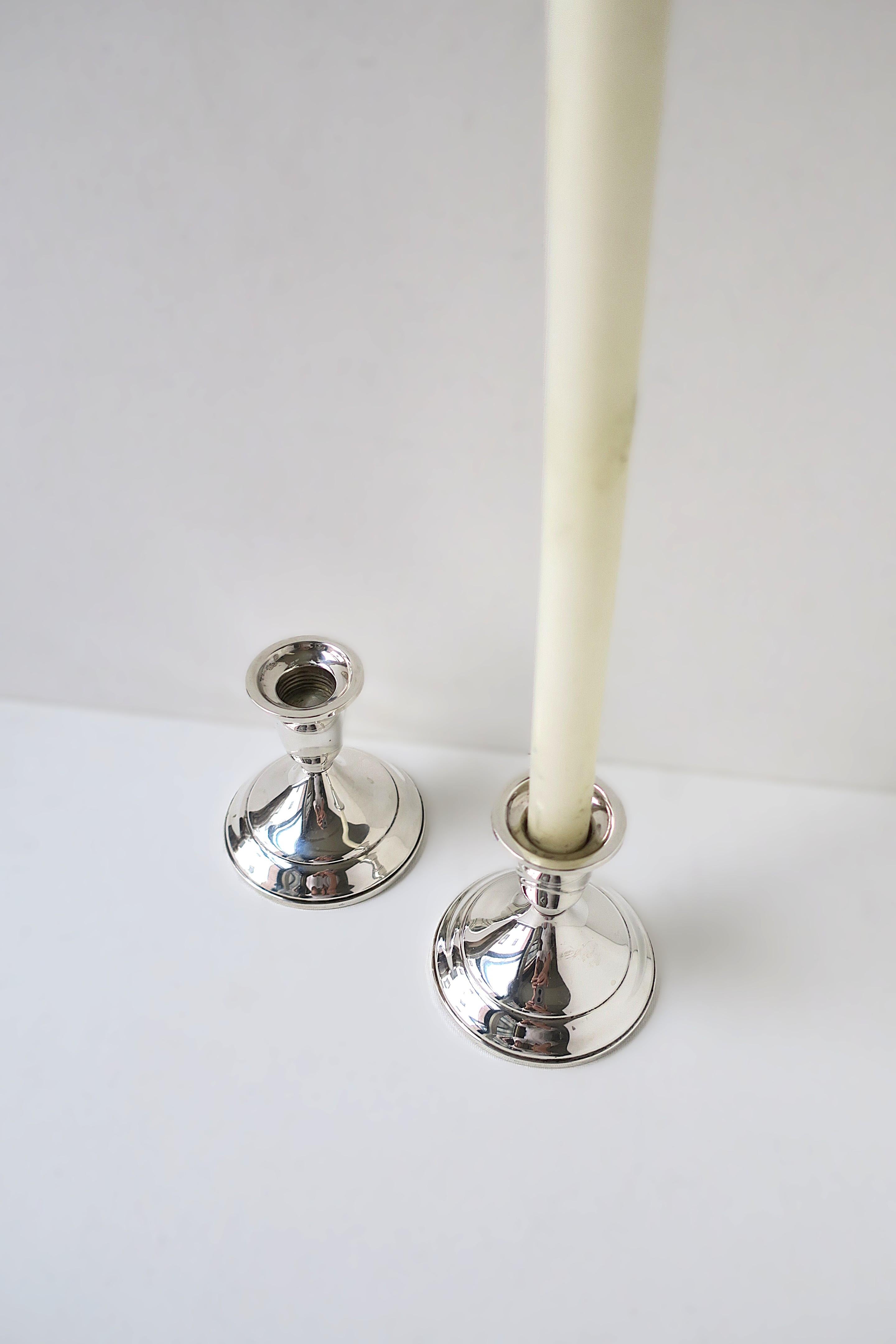 American Sterling Silver Candlesticks Holders, Pair For Sale