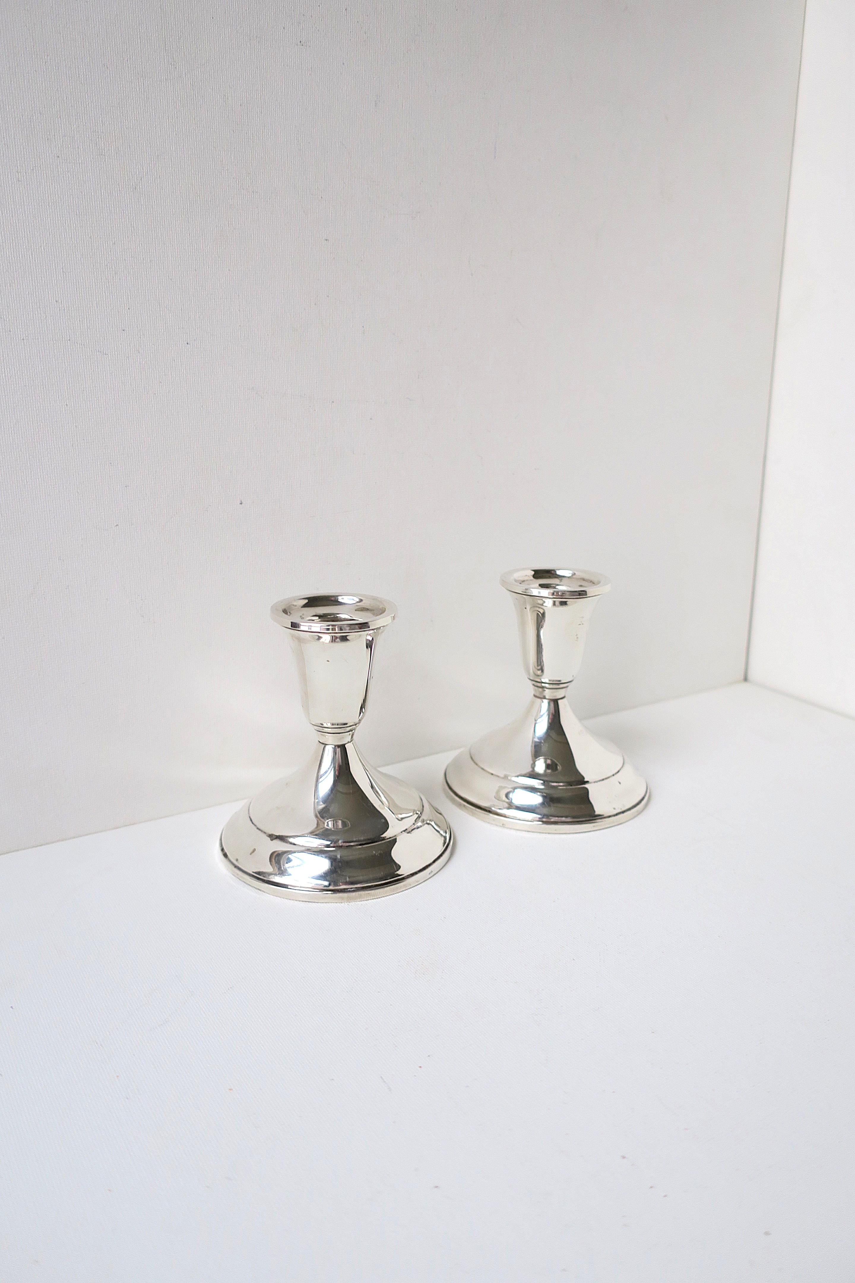 Sterling Silver Candlesticks Holders, Pair In Good Condition For Sale In New York, NY