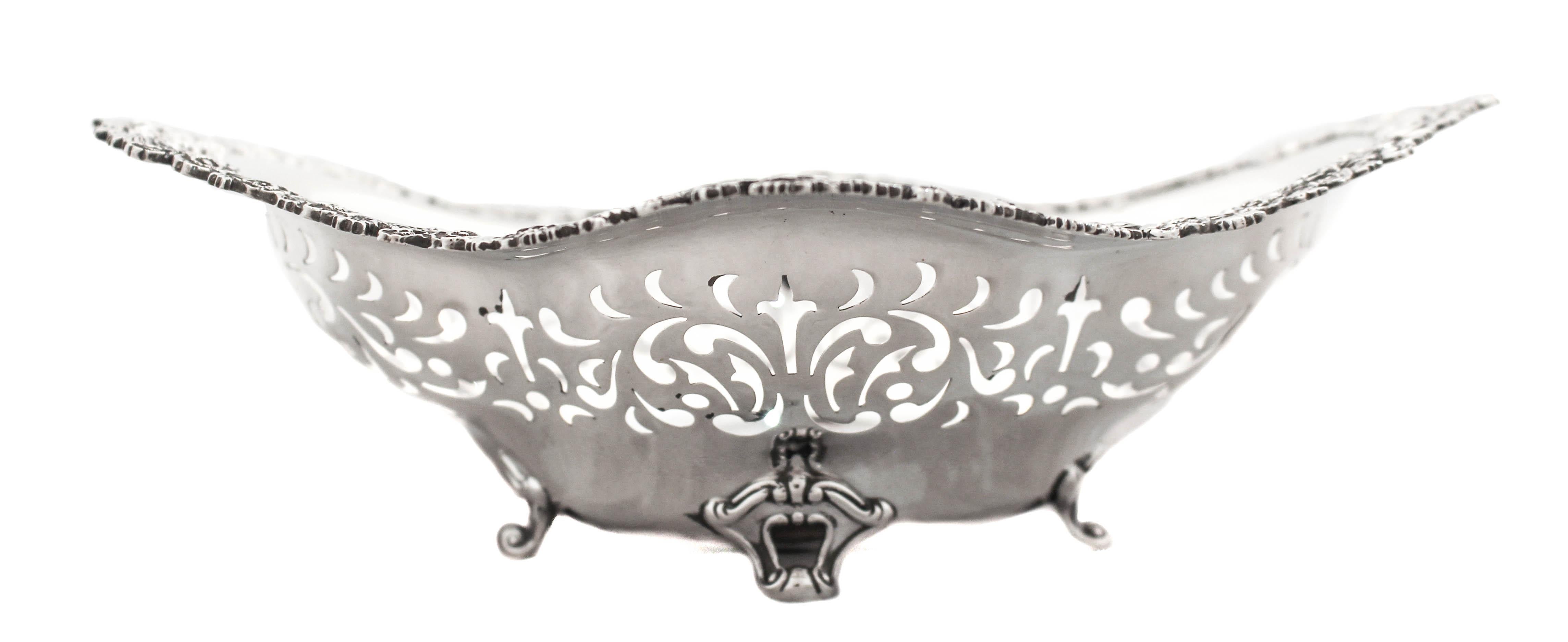 We are delighted to offer you this sterling silver candy dish by Gorham Silversmiths, hallmarked 1900.  One hundred and twenty two years old; William McKinley was president of the United States and the Pan-American Exposition was in full swing.  It