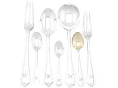 Vintage Sterling Silver Flatware Set for Twelve - Dog Nose Pattern