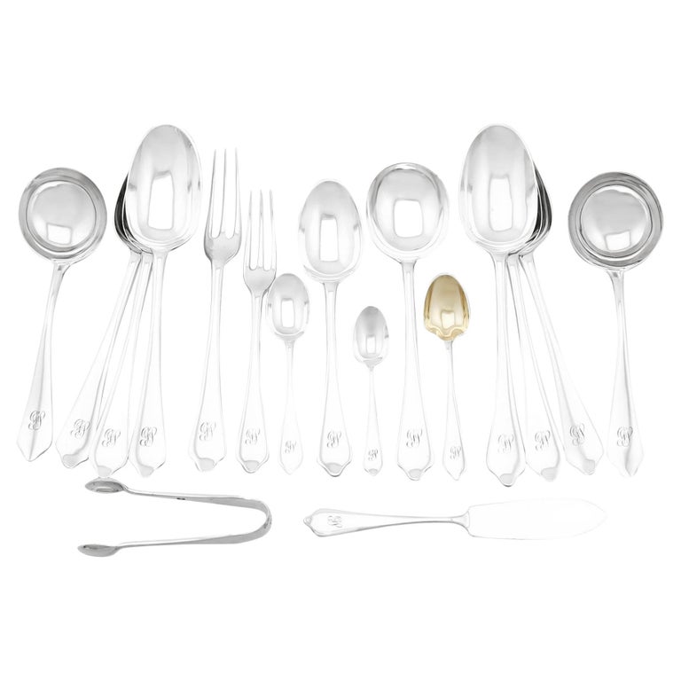 Sterling Silver Canteen of Cutlery for 12 Persons For Sale