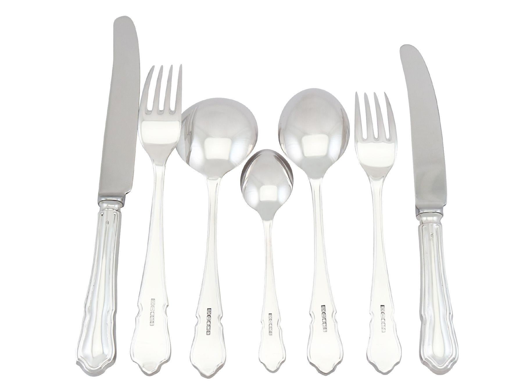 British Sterling Silver Canteen of Cutlery for Six Persons, 2002