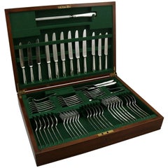 Retro Sterling Silver Canteen of Cutlery for Six Persons
