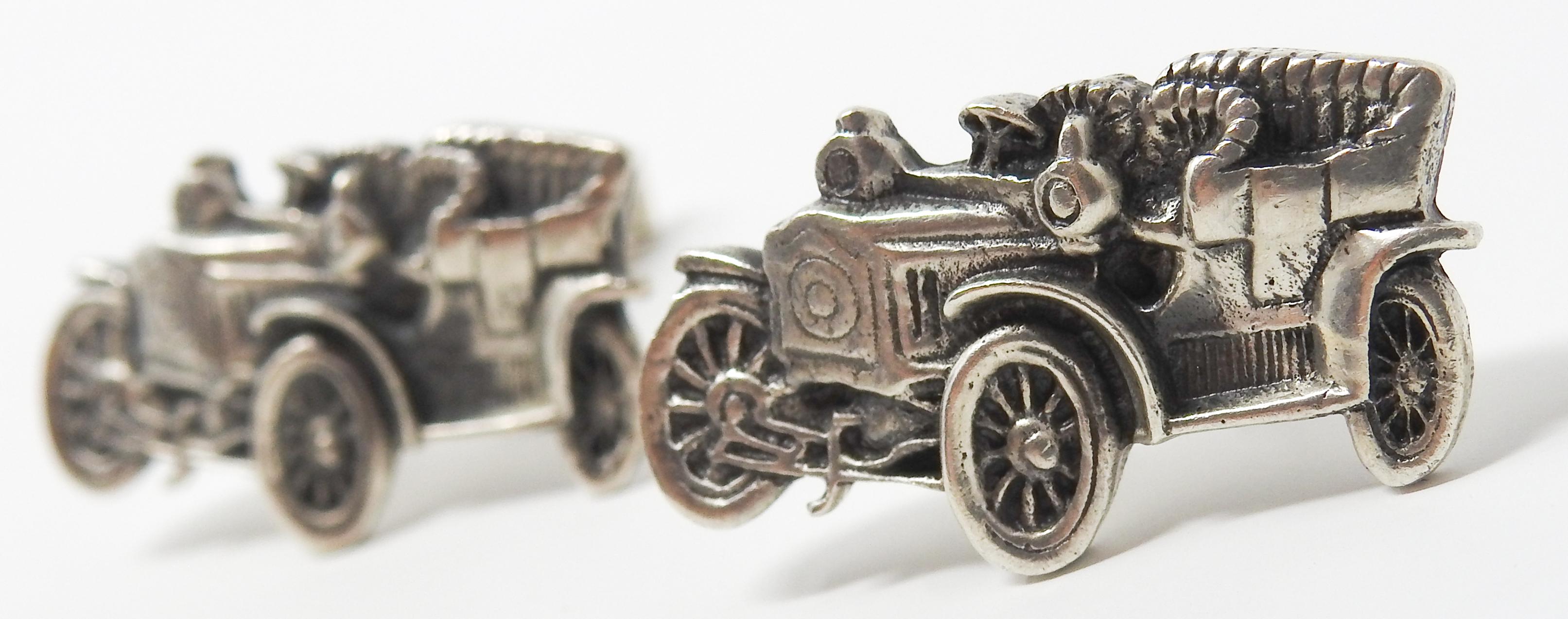 Art Deco Sterling Silver Car Cufflinks For Sale