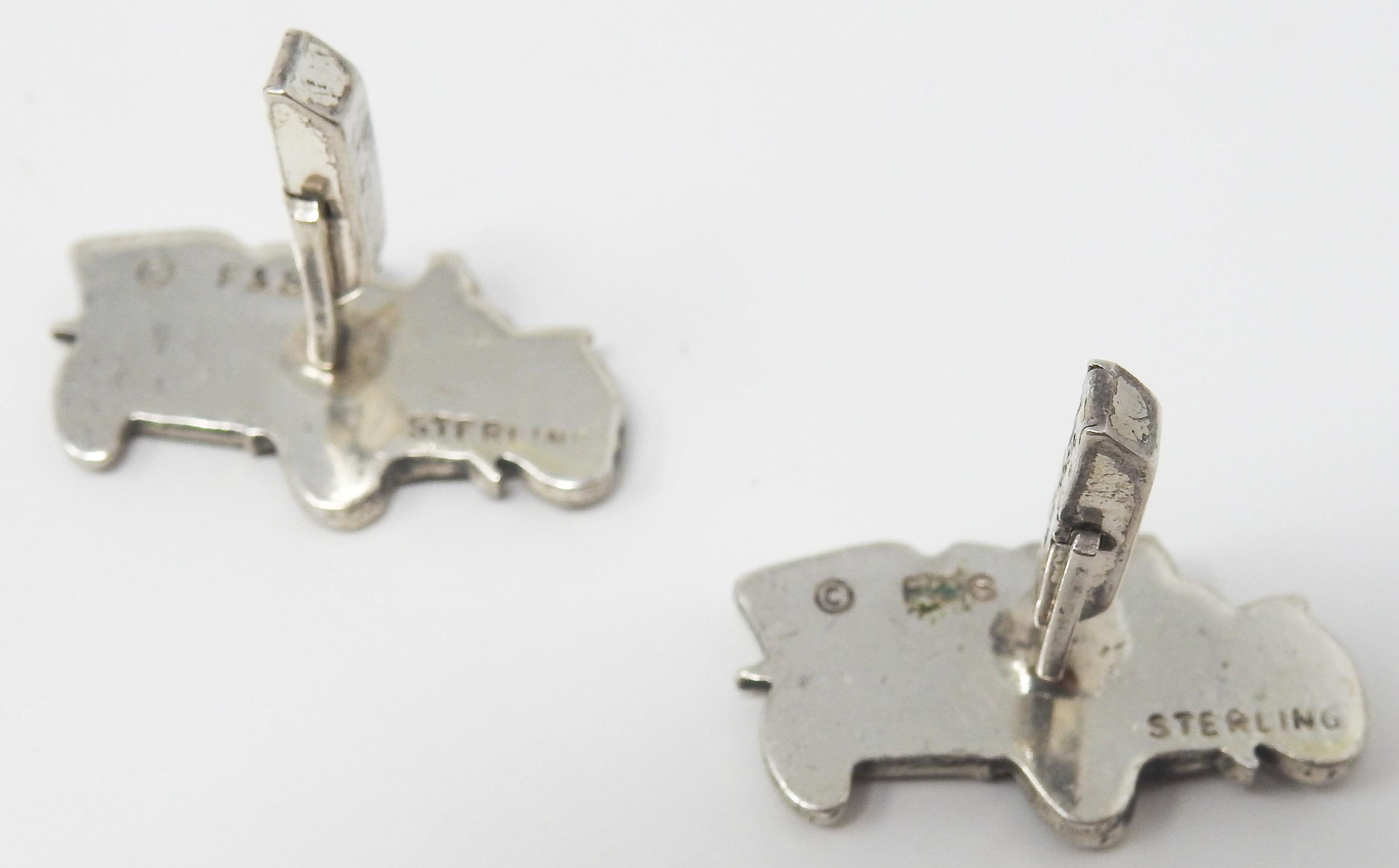 Metalwork Sterling Silver Car Cufflinks For Sale