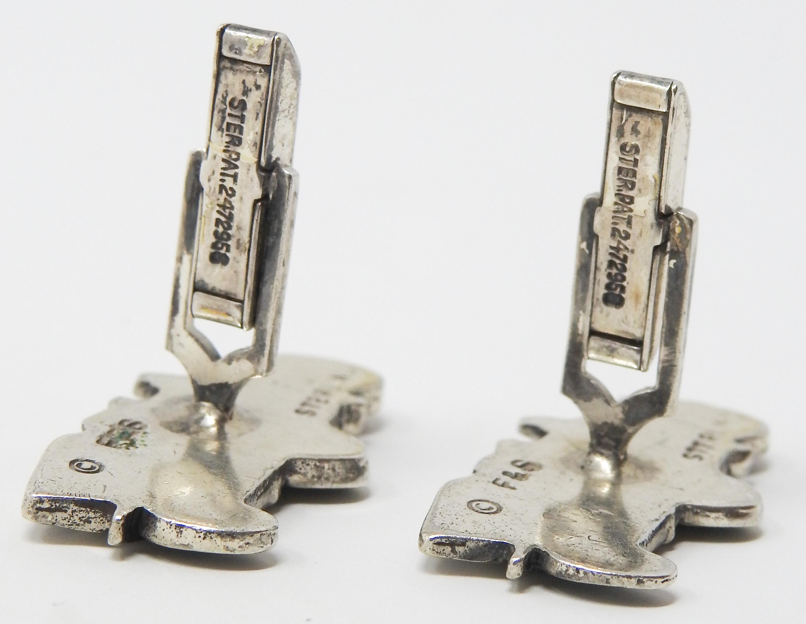 20th Century Sterling Silver Car Cufflinks For Sale