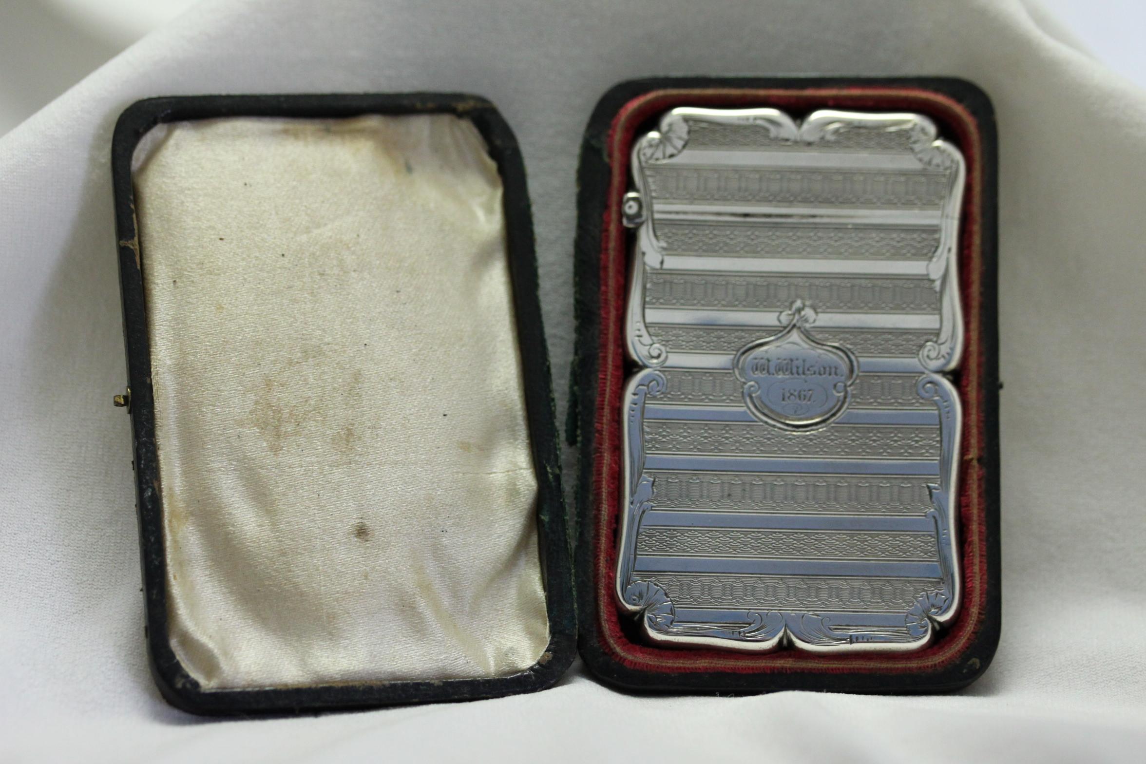 English Sterling Silver Card Case by Edward Smith of Birmingham 1853 For Sale