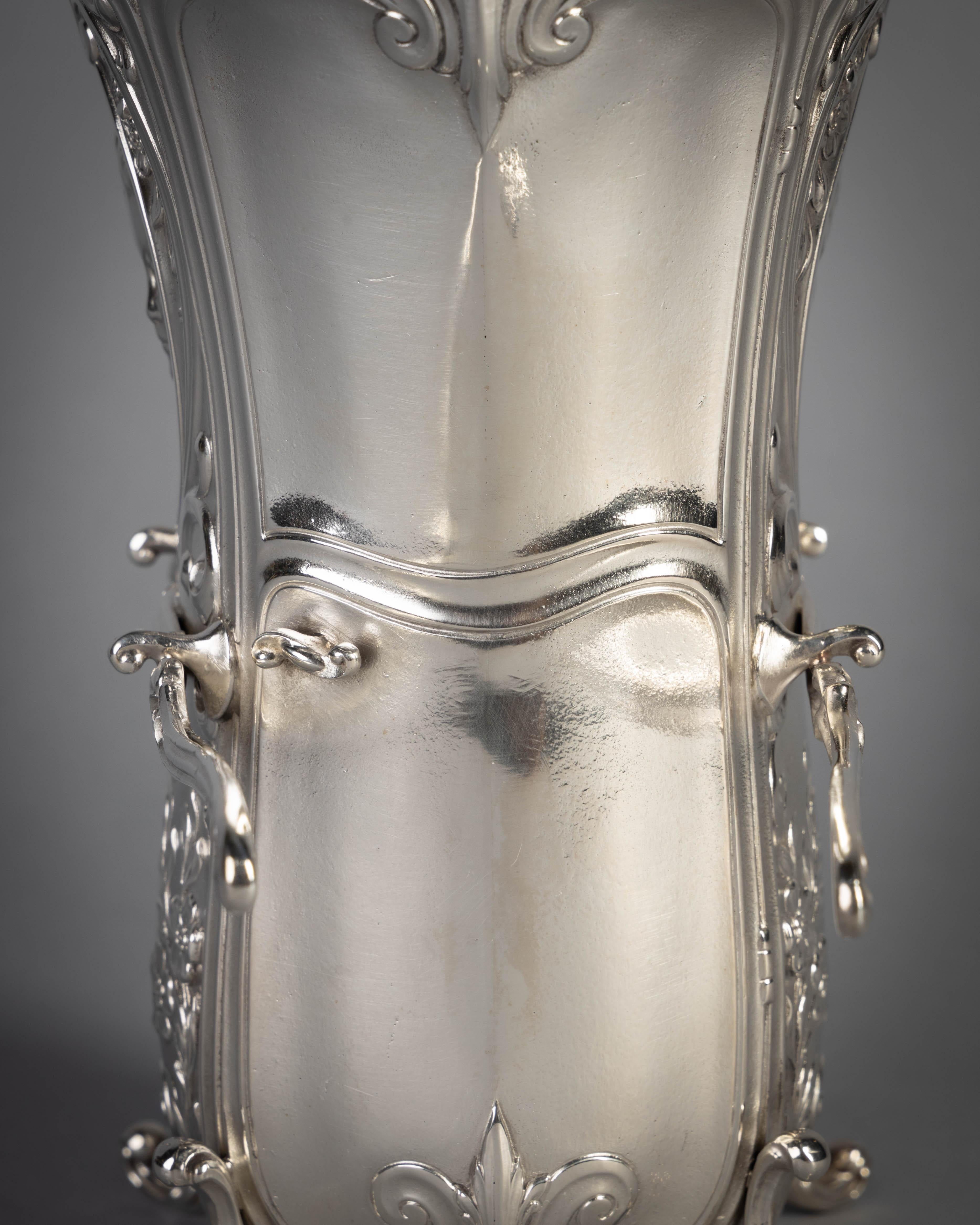 American Sterling Silver Carriage-Form Vase, Gorham, circa 1875 For Sale
