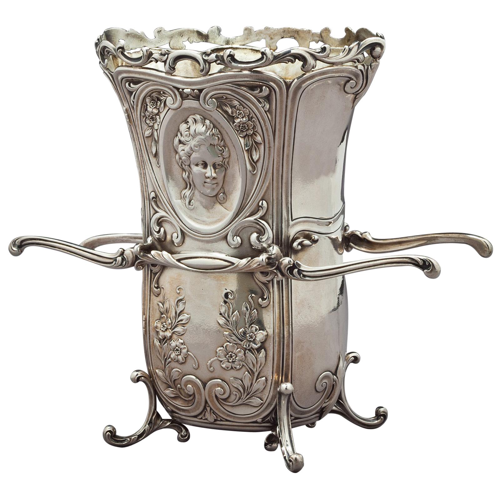 Sterling Silver Carriage-Form Vase, Gorham, circa 1875 For Sale