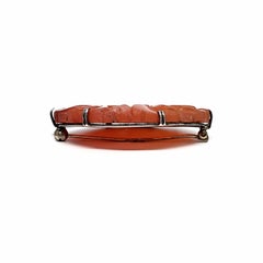 Sterling Silver Carved Chinese Carnelian Pin / Brooch