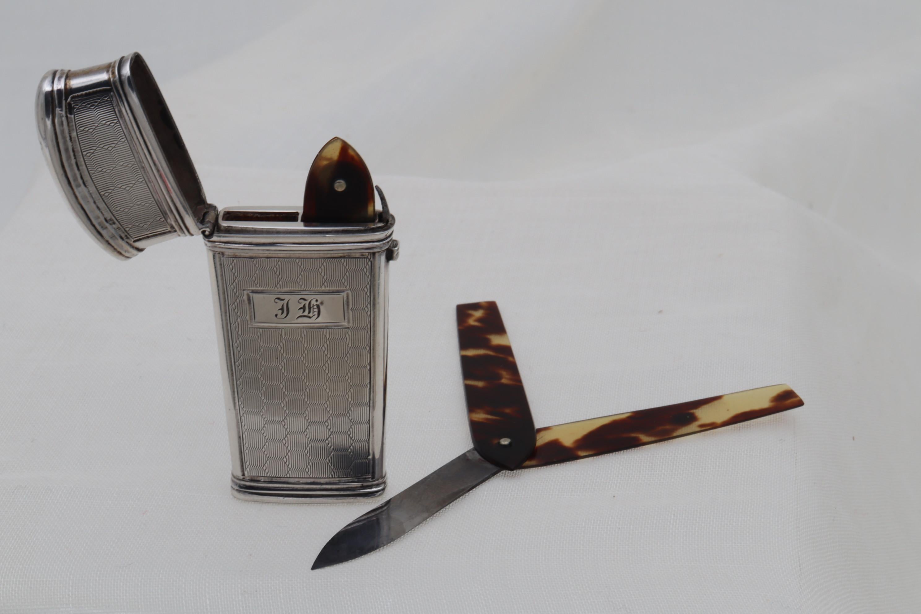 Mid-19th Century Sterling Silver Case Containing Two Lancets Birmingham, 1853
