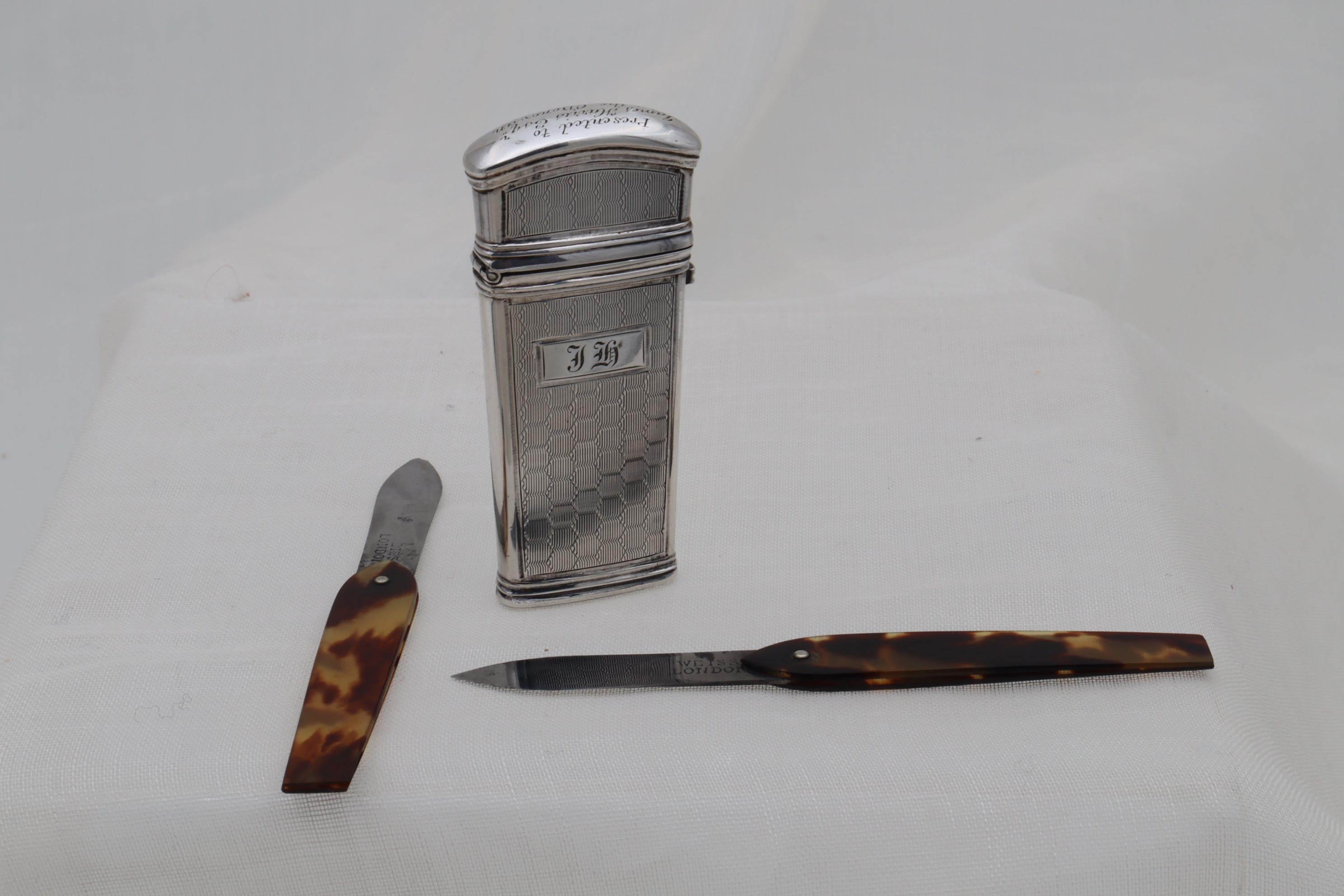 Sterling Silver Case Containing Two Lancets Birmingham, 1853 1