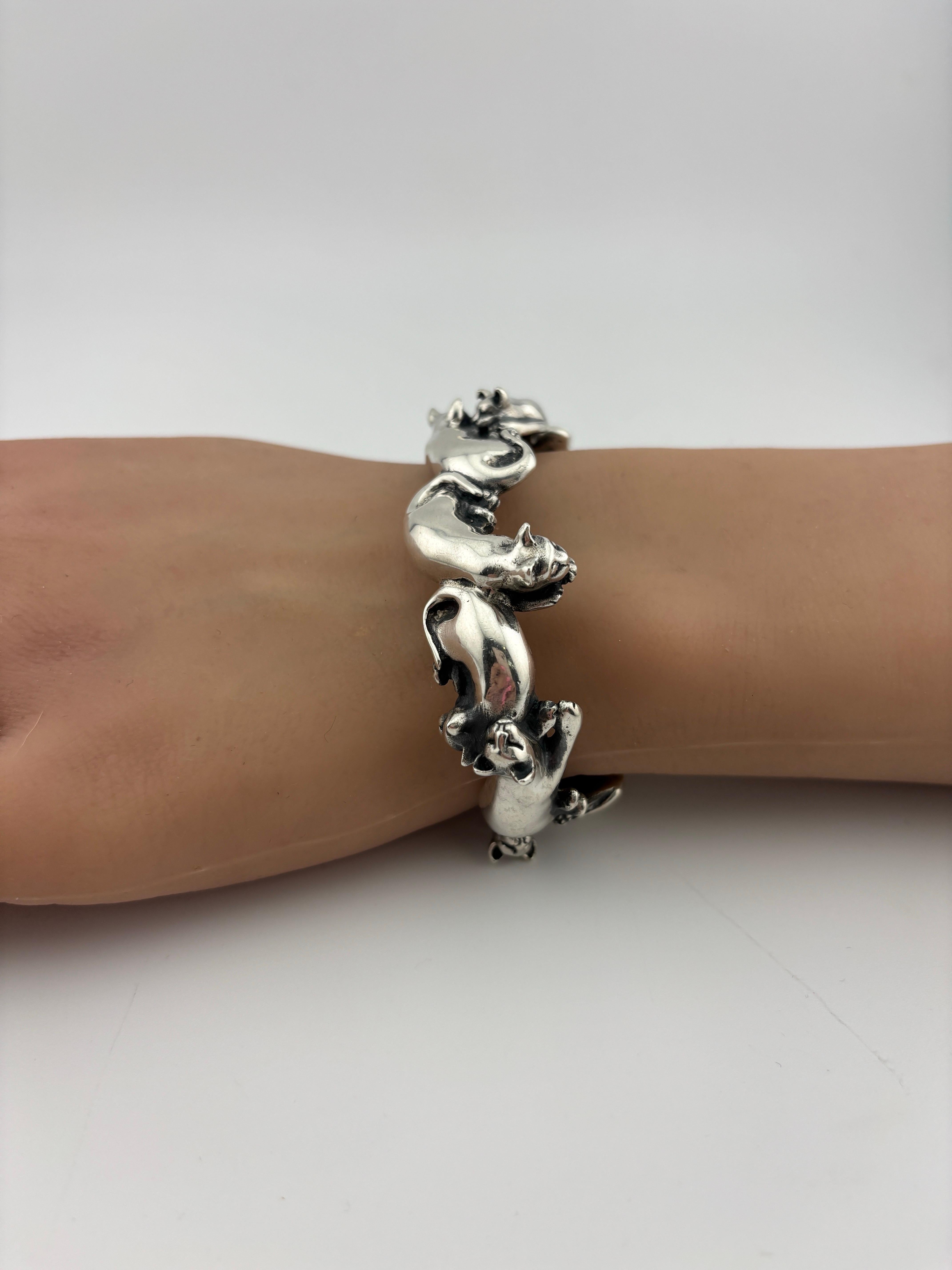 Sterling Silver Cat Cuff Bracelet 9