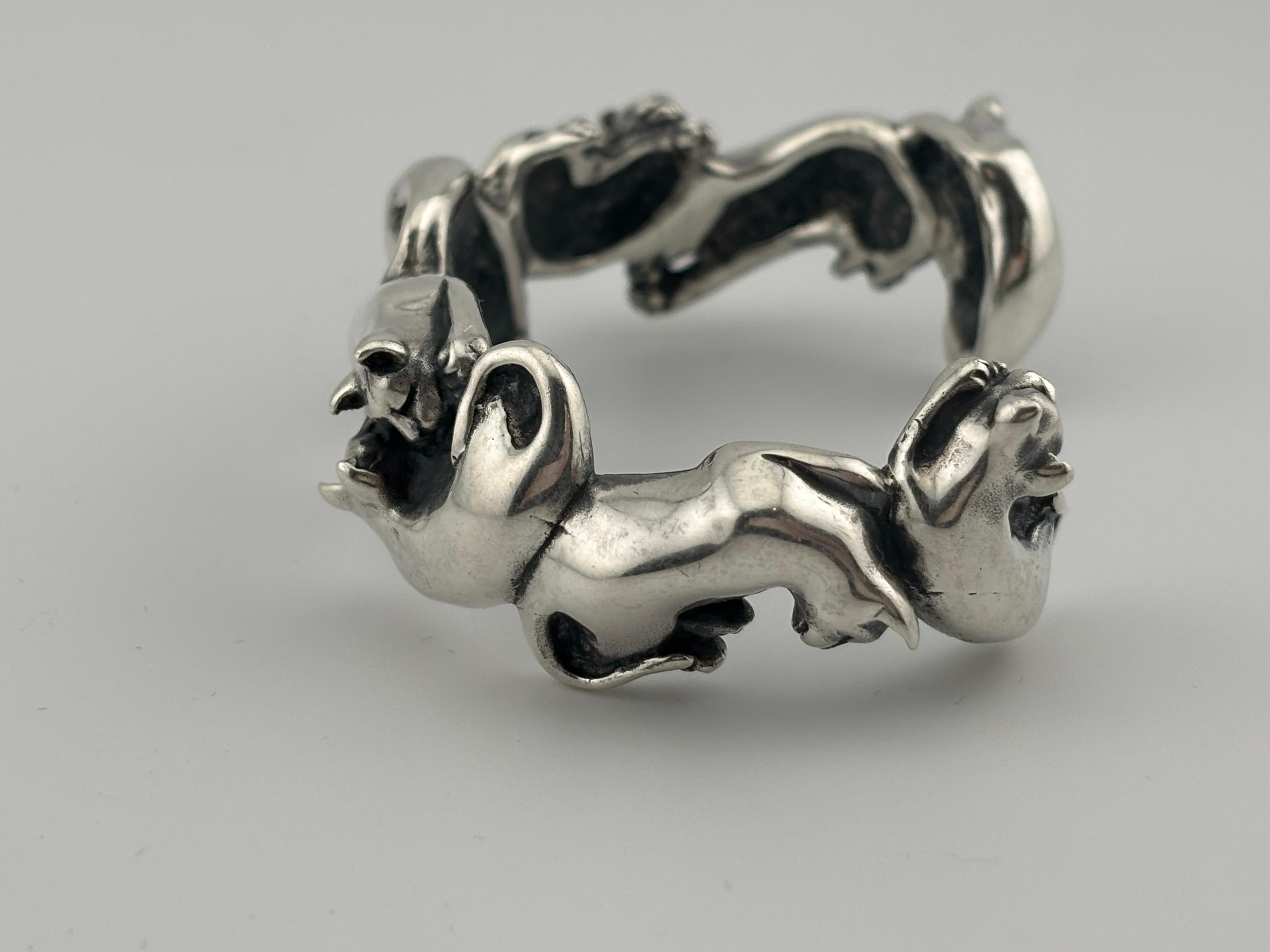 Sterling Silver Cat Cuff Bracelet 12