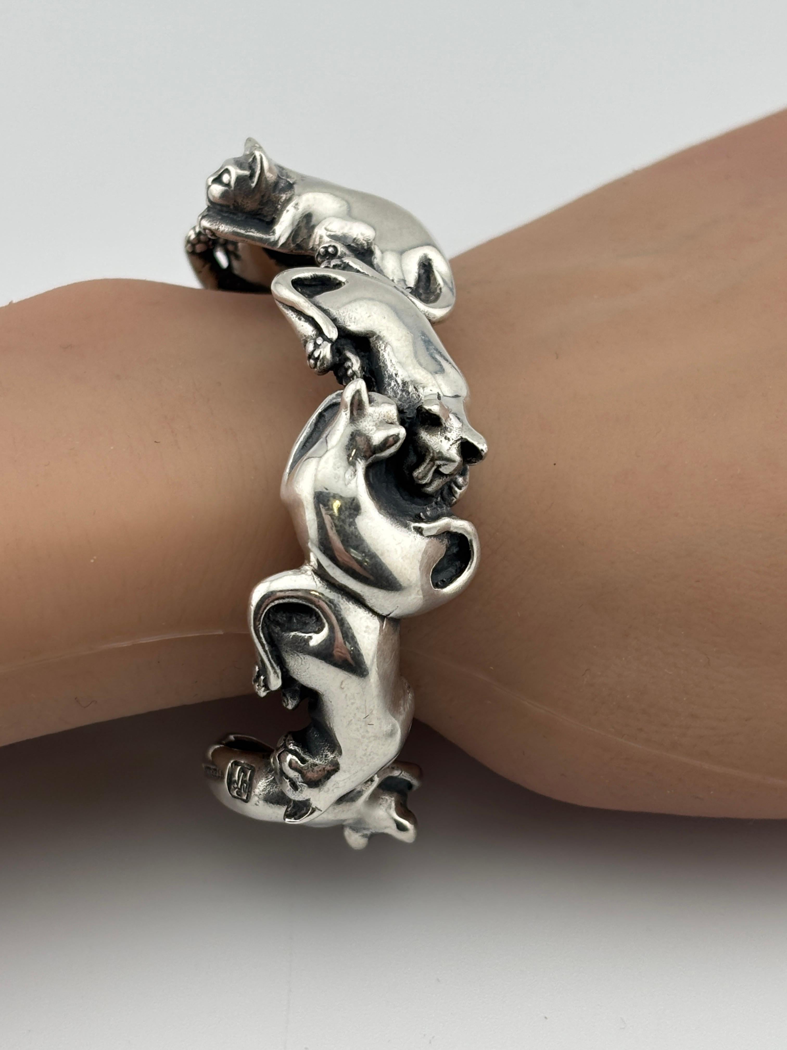 Sterling Silver Cat Cuff Bracelet 1