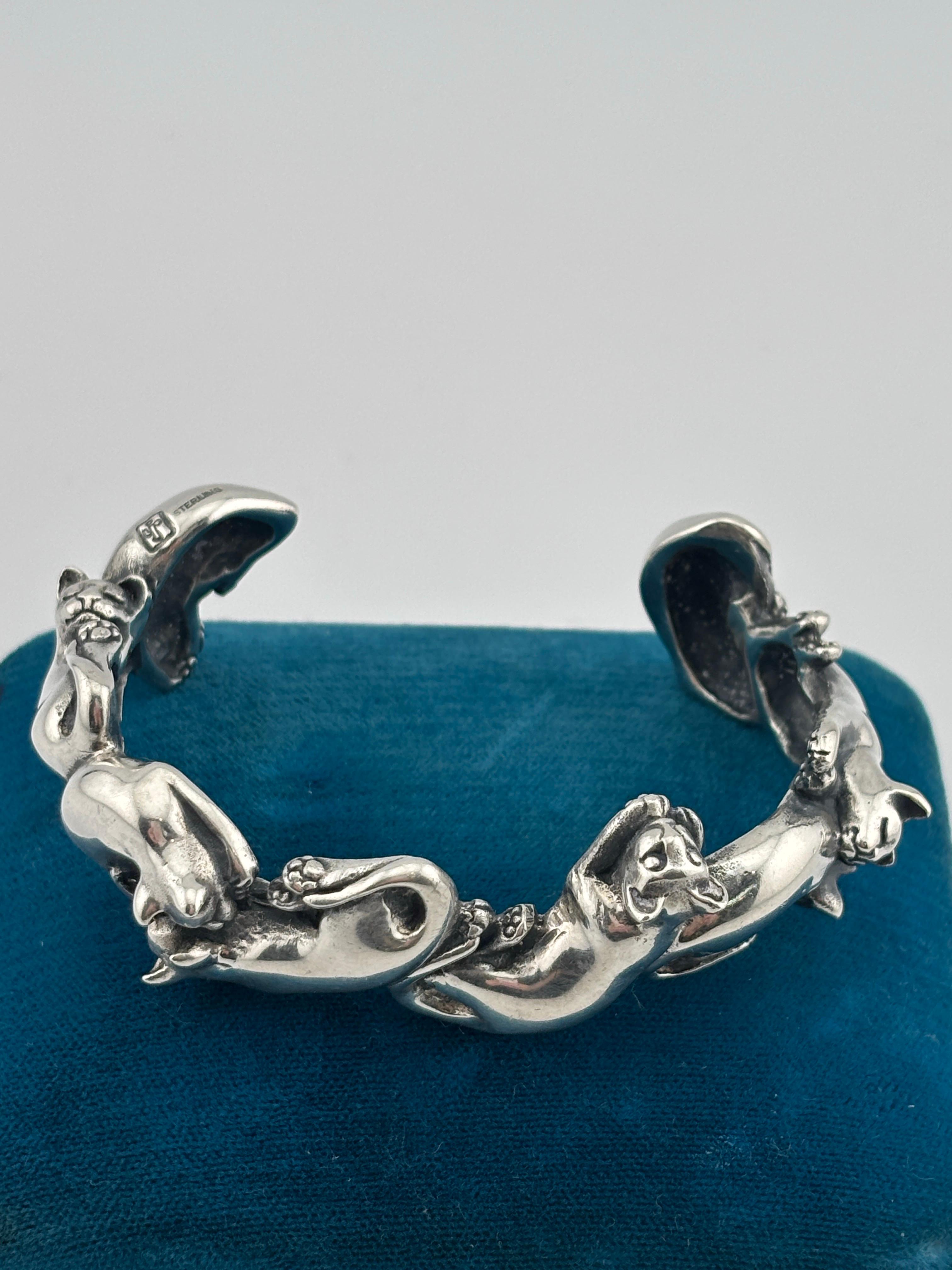 Sterling Silver Cat Cuff Bracelet 2