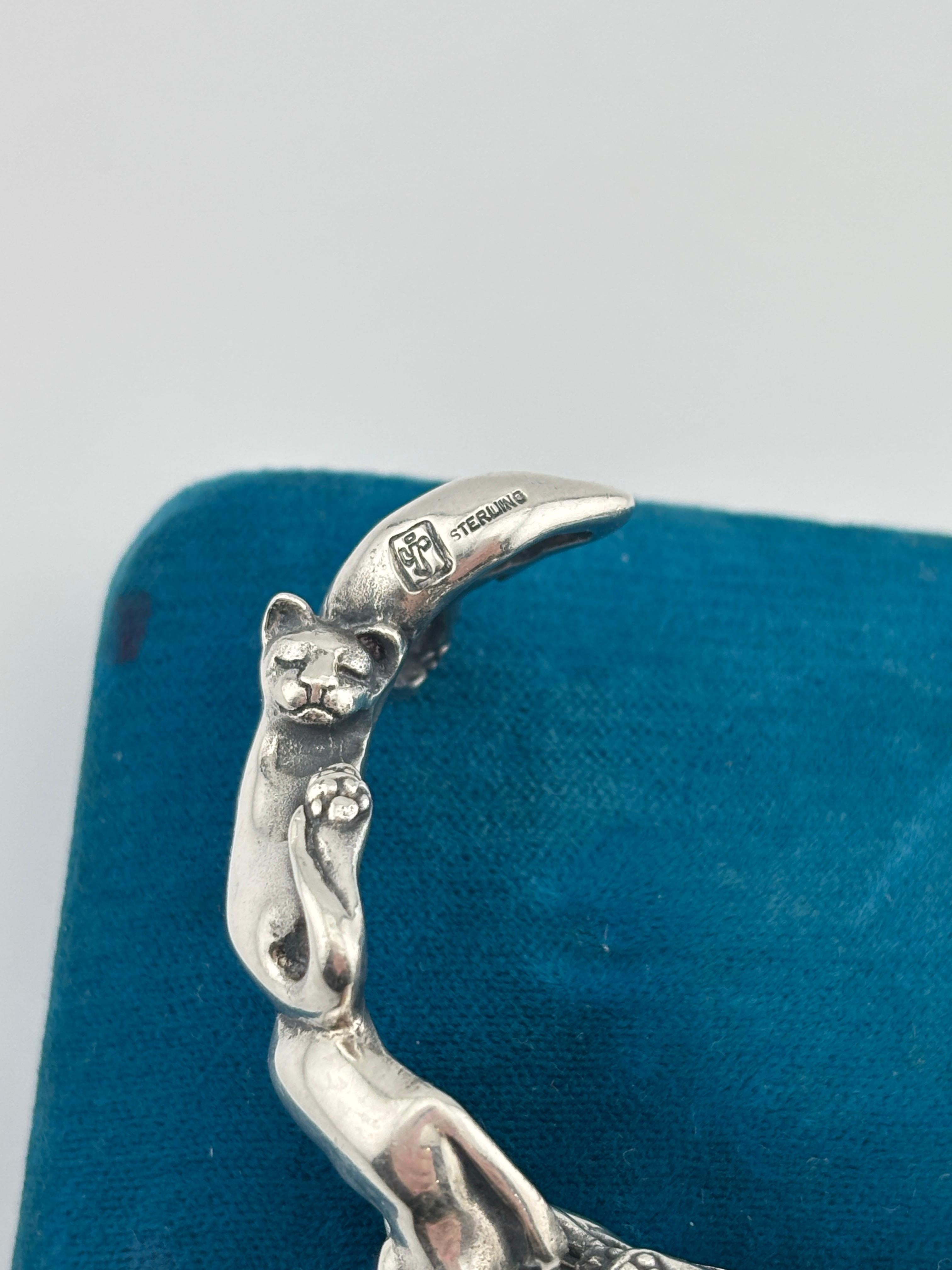 Sterling Silver Cat Cuff Bracelet 3