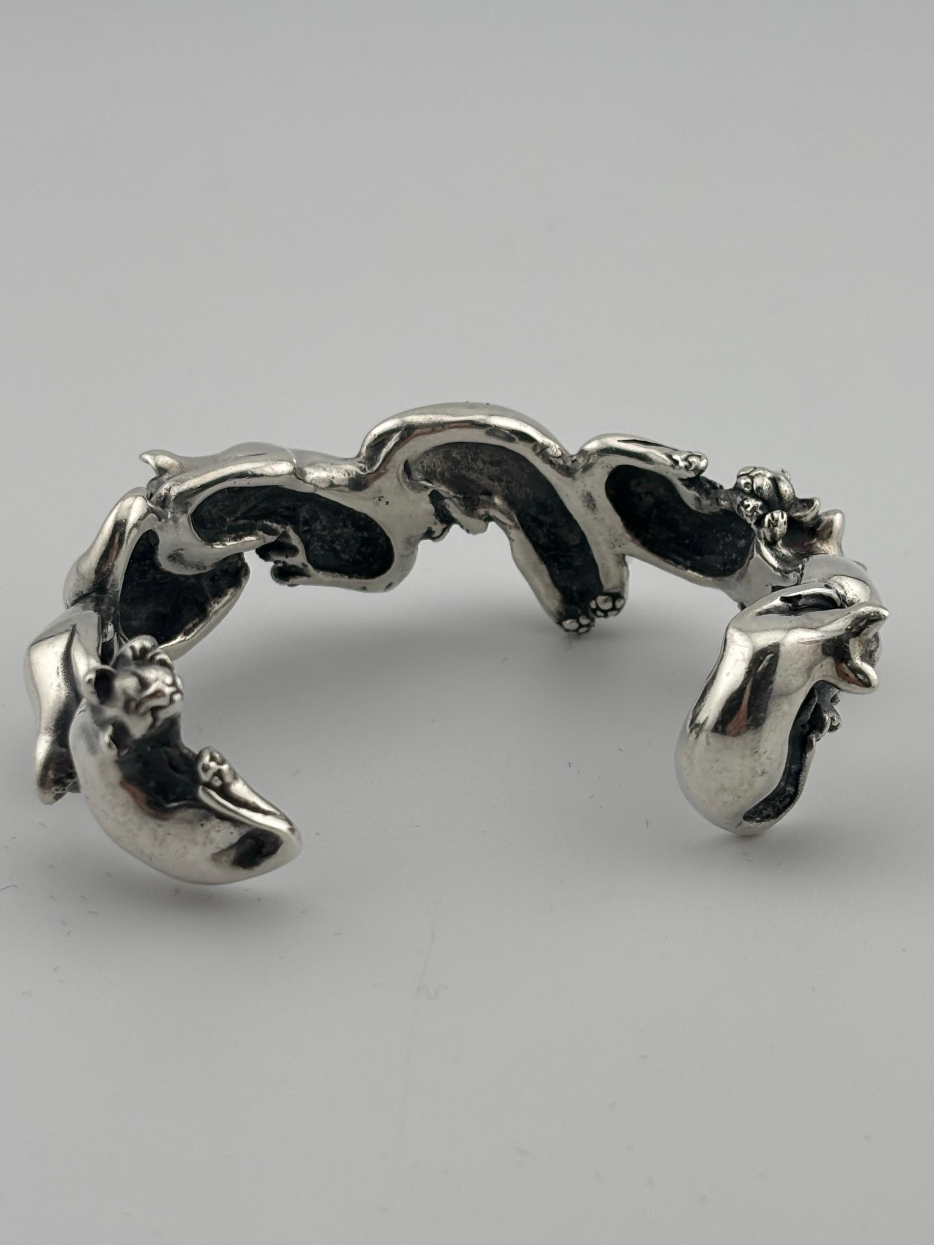 Sterling Silver Cat Cuff Bracelet 4