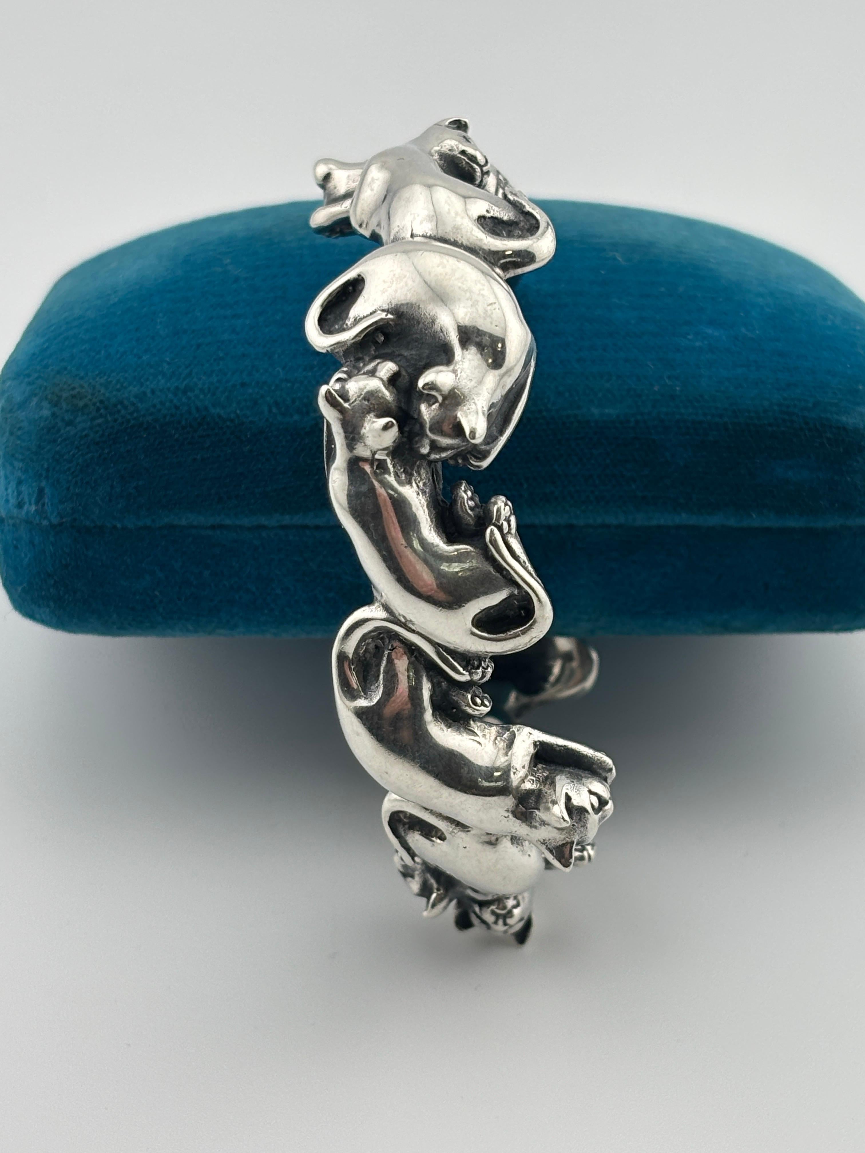 Sterling Silver Cat Cuff Bracelet 5