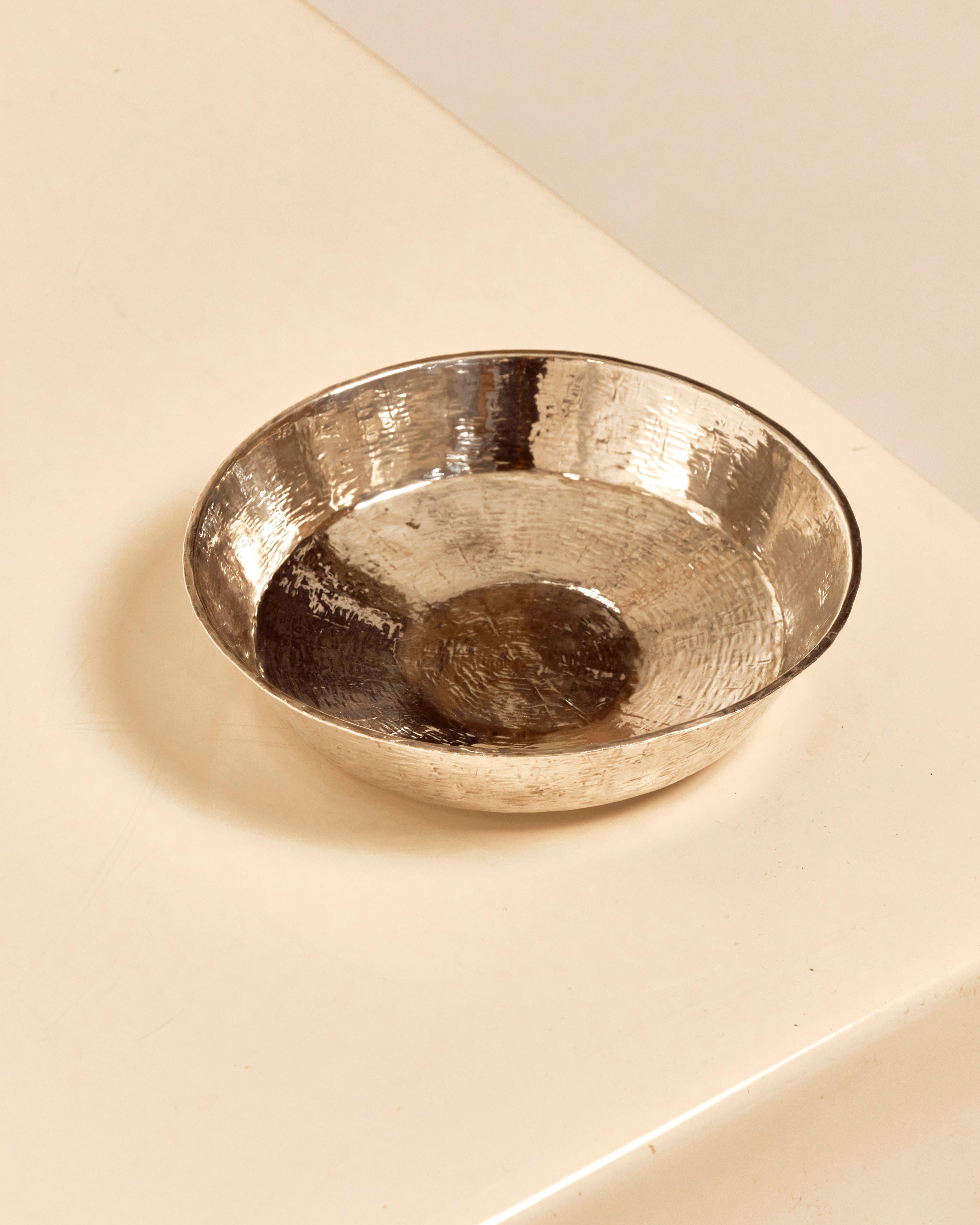 Hammered Sterling Silver Catchall Bowl by Tapio Wirkkala For Sale