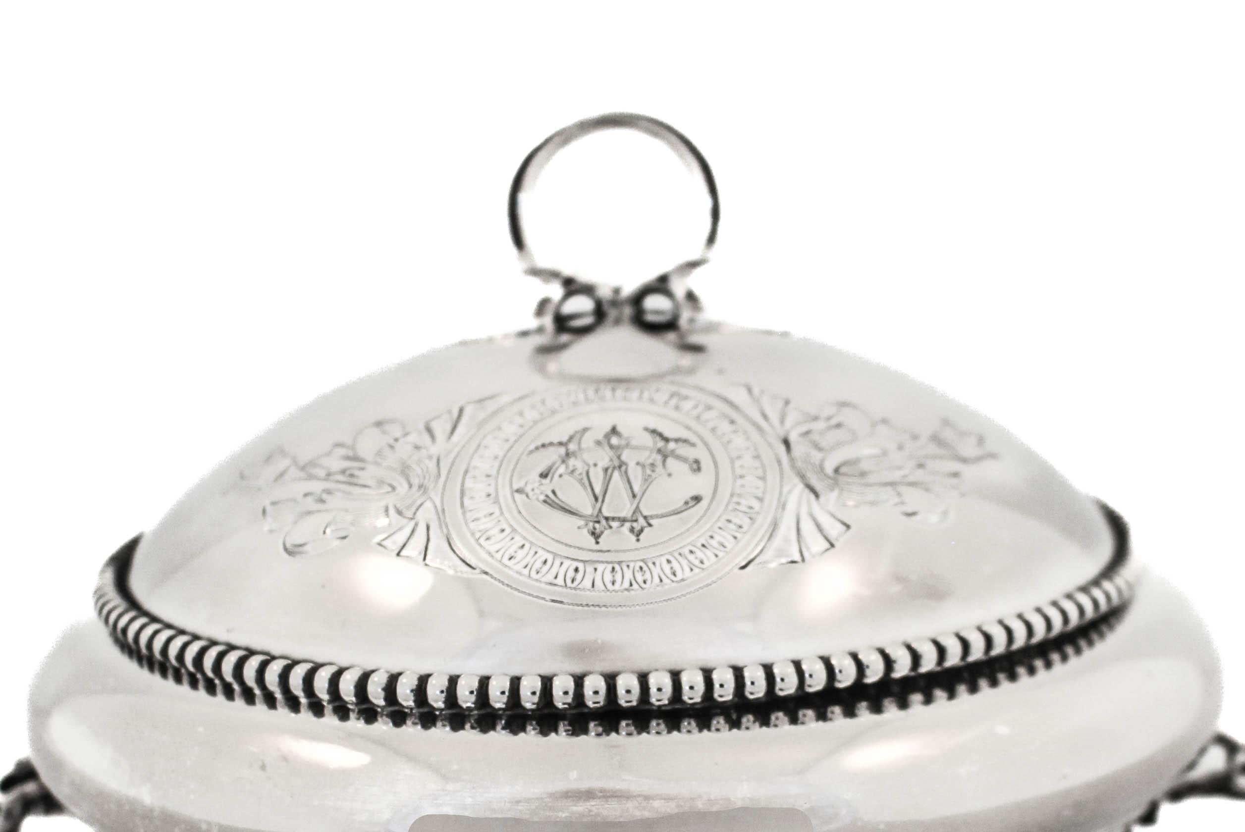 Fin du XIXe siècle Plat à caviar en argent sterling en vente