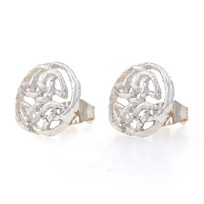 Sterling Silver Celtic Knot Stud Earrings - 925 Round Pierced In Excellent Condition For Sale In Greensboro, NC