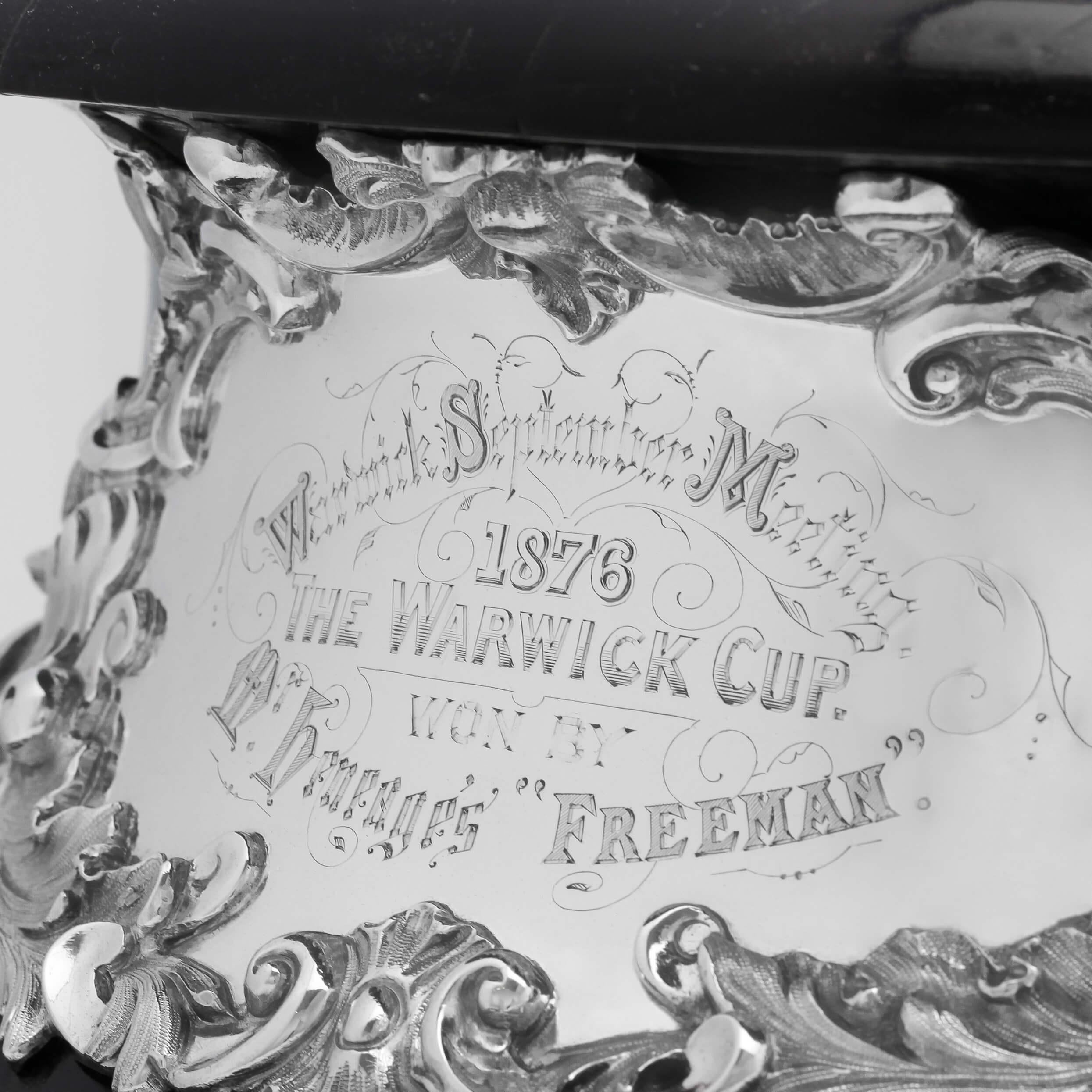 English 'The Warwick Cup' Antique Sterling Silver Horse Racing Centrepiece from 1876