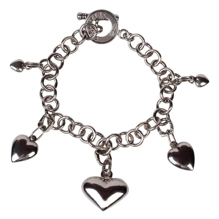 Sterling silver chain and heart charms bracelet by Giovanni Raspini For  Sale at 1stDibs