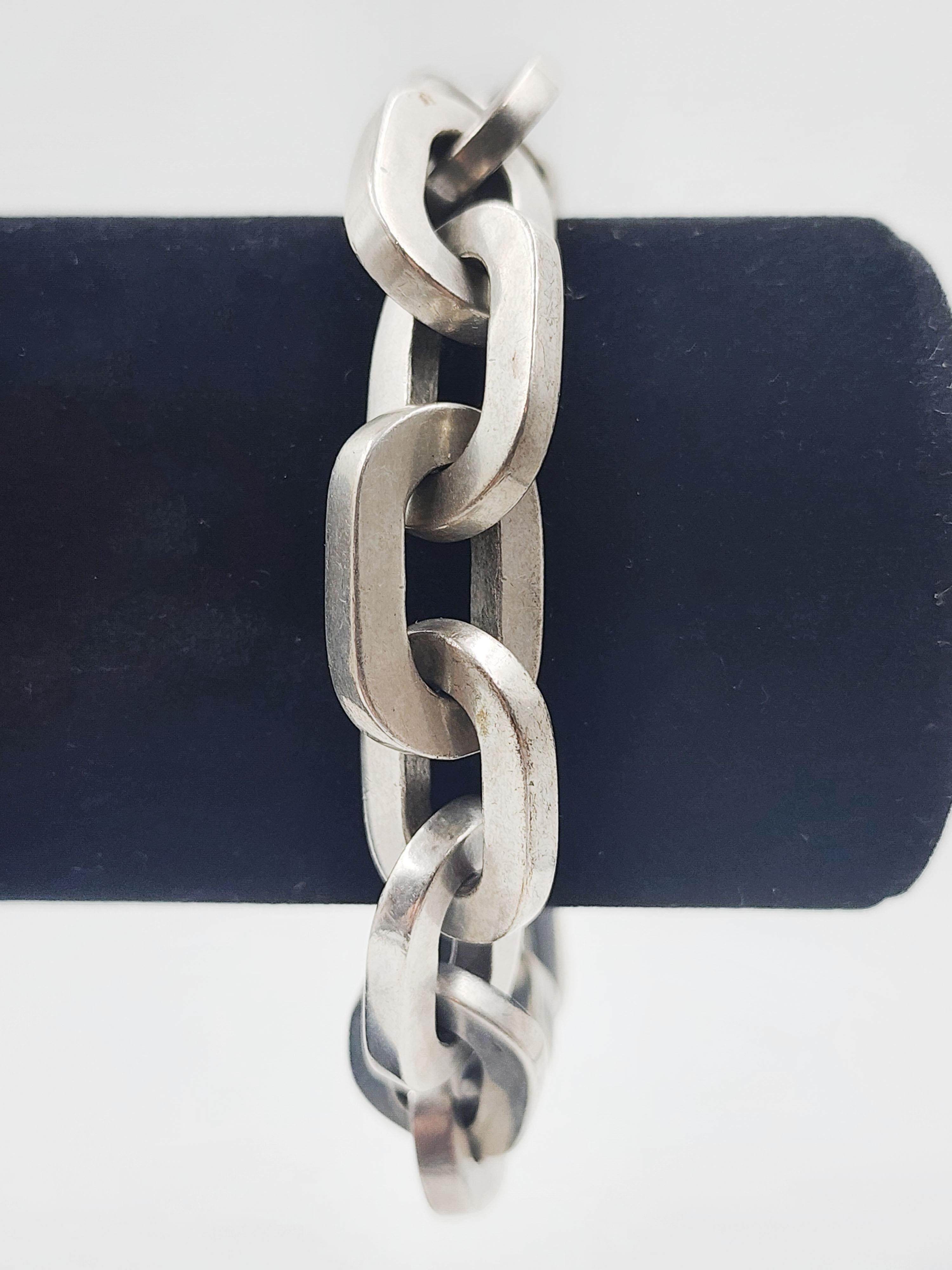 Post-Modern Sterling silver chain link bracelet For Sale